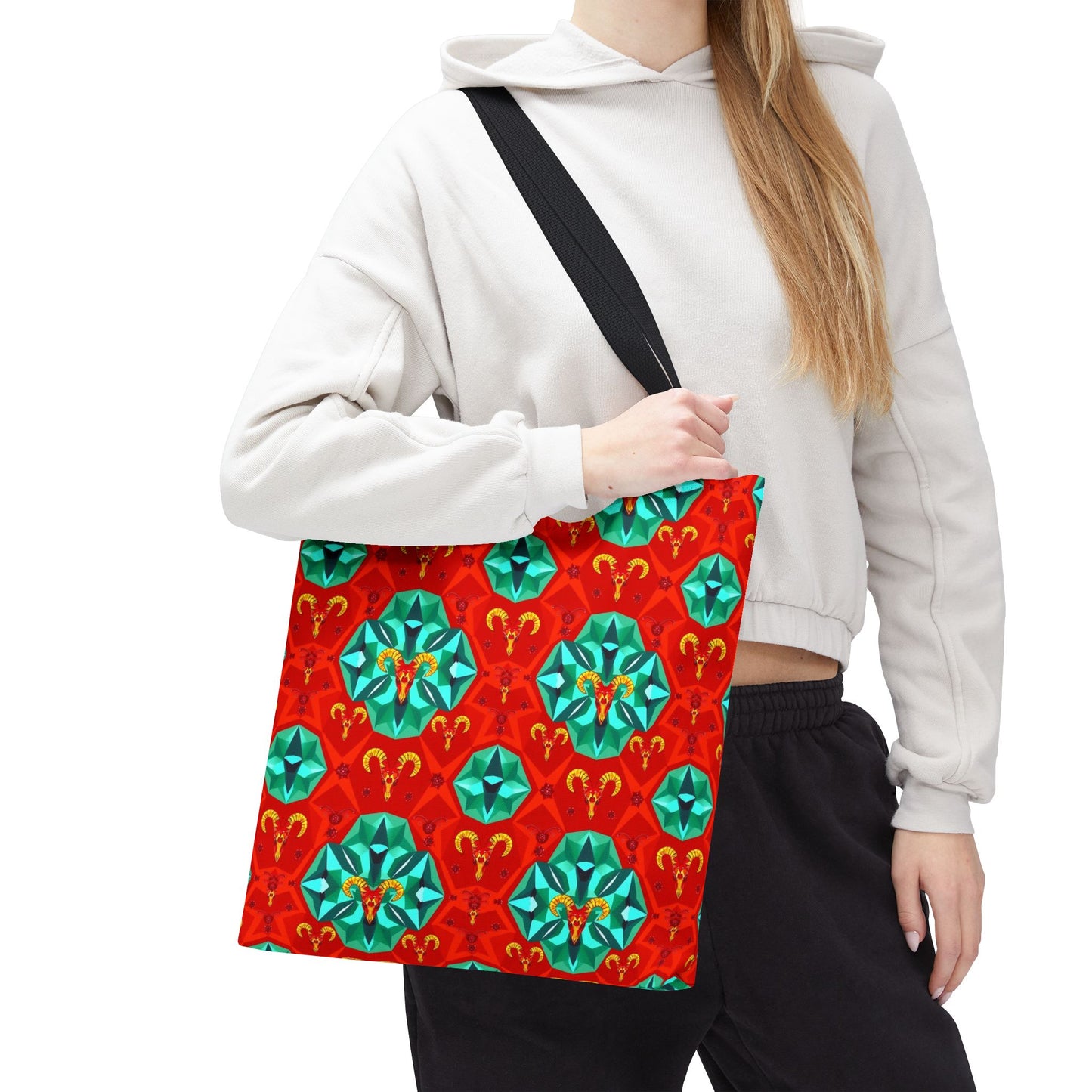 Tote Bag (AOP), Aries, Zodiac v1, Jewel Pattern