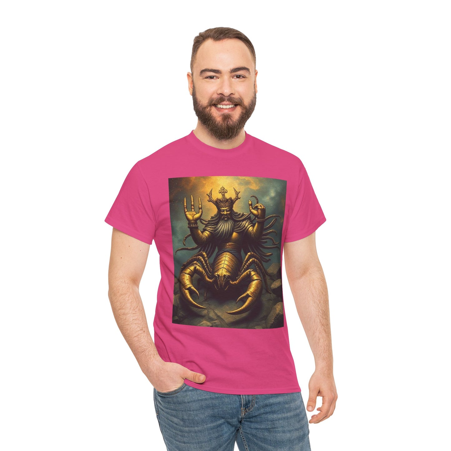 Unisex Heavy Cotton T-Shirt, Desert Scorpio King v1, Zodiac Design