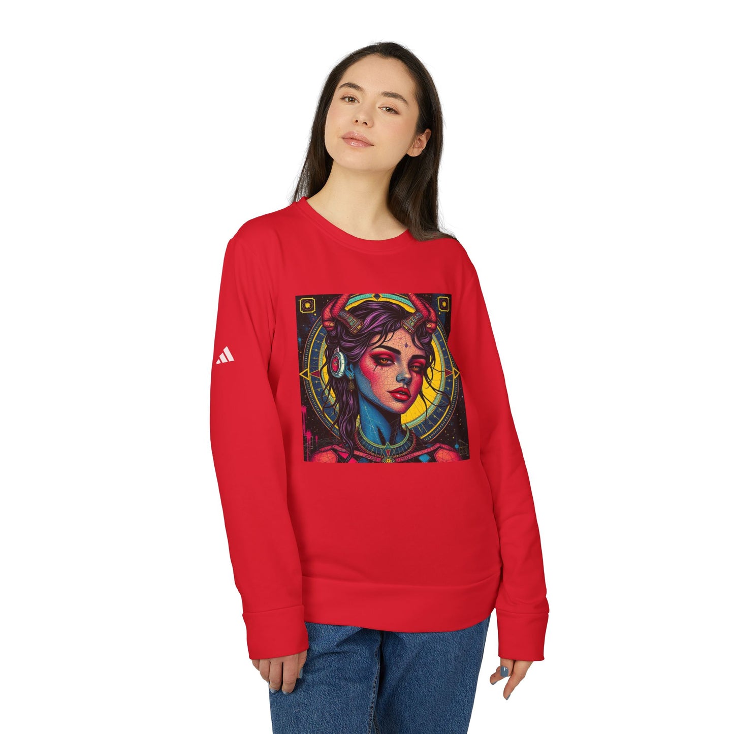 Adidas, Unisex Fleece Crewneck Sweatshirt, Scorpio, Pop Art v1, Zodiac