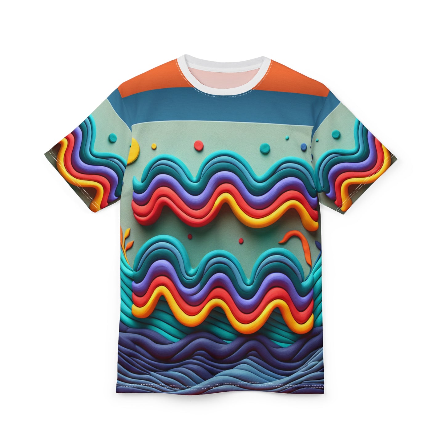 Unisex Cut & Sew T-Shirt (AOP), Water Painting, Aquarius Zodiac Design, Regular fit, 100% Polyester
