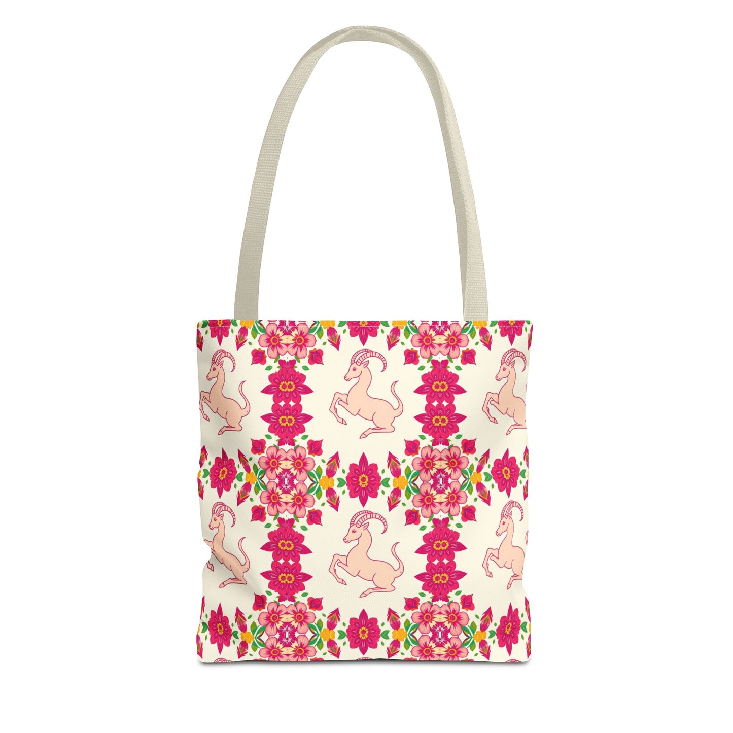 Tote Bag, (AOP), Capricorn, Zodiac v2, Flower Pattern