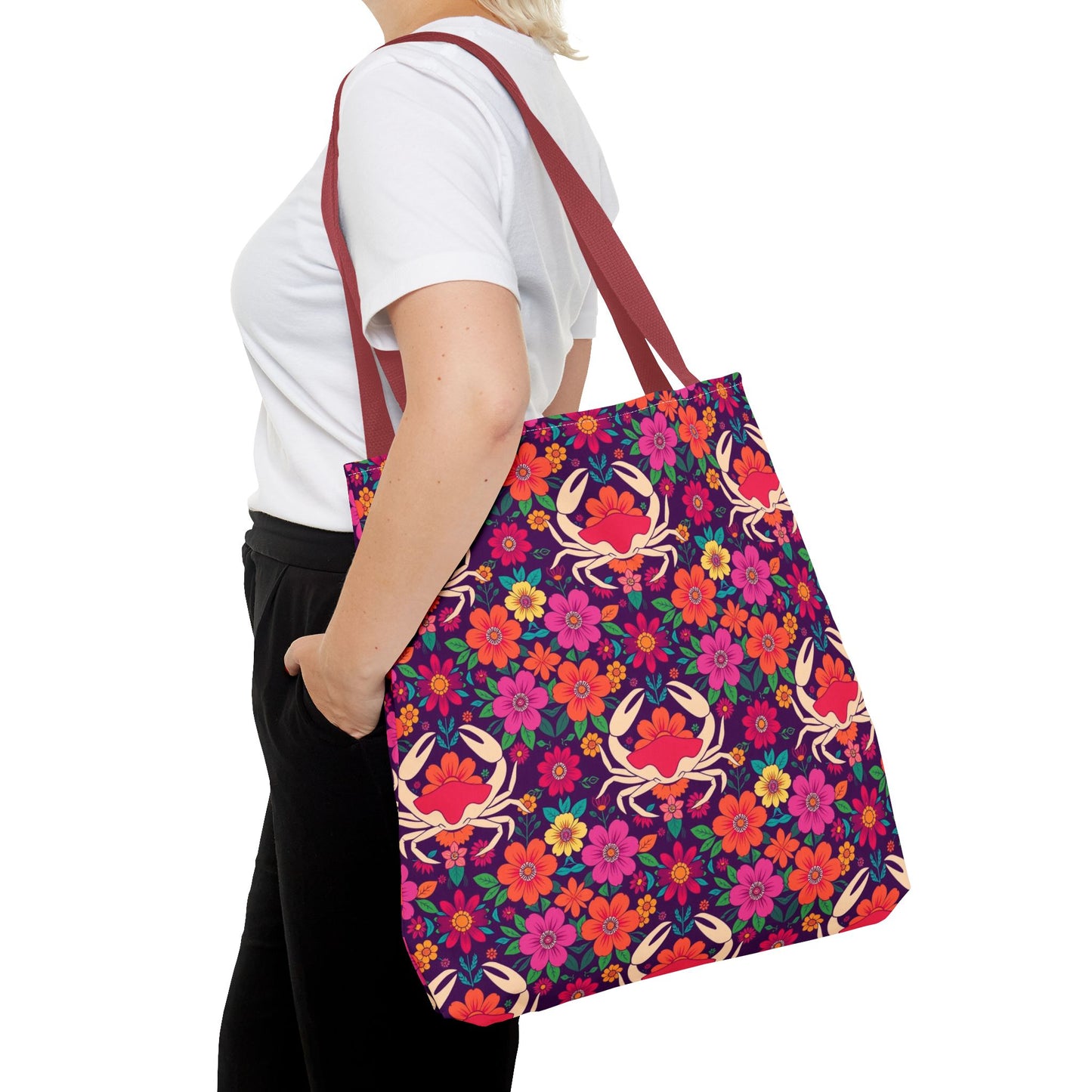 Tote Bag (AOP), Cancer, Zodiac, Flower Pattern
