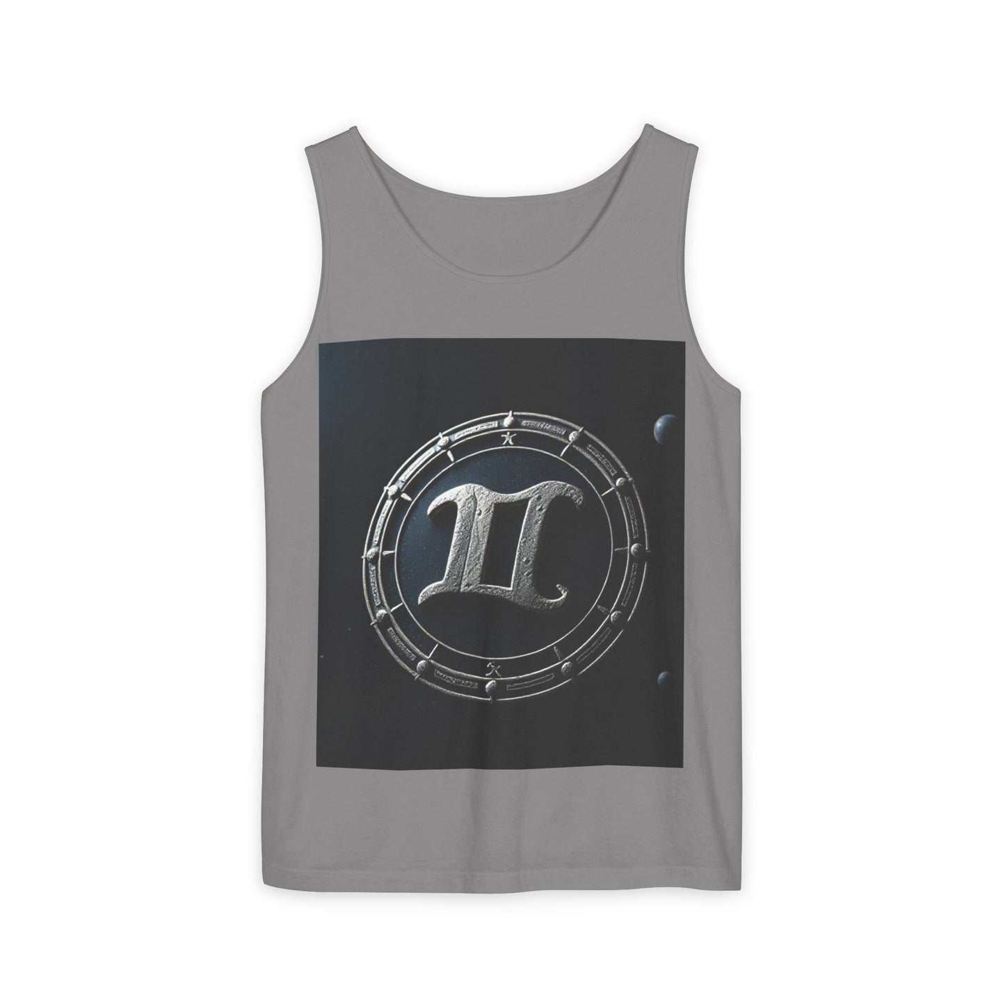 Unisex Garment-Dyed, Tank Top, Gemini Design, Space Symbol v1, 100% US cotton