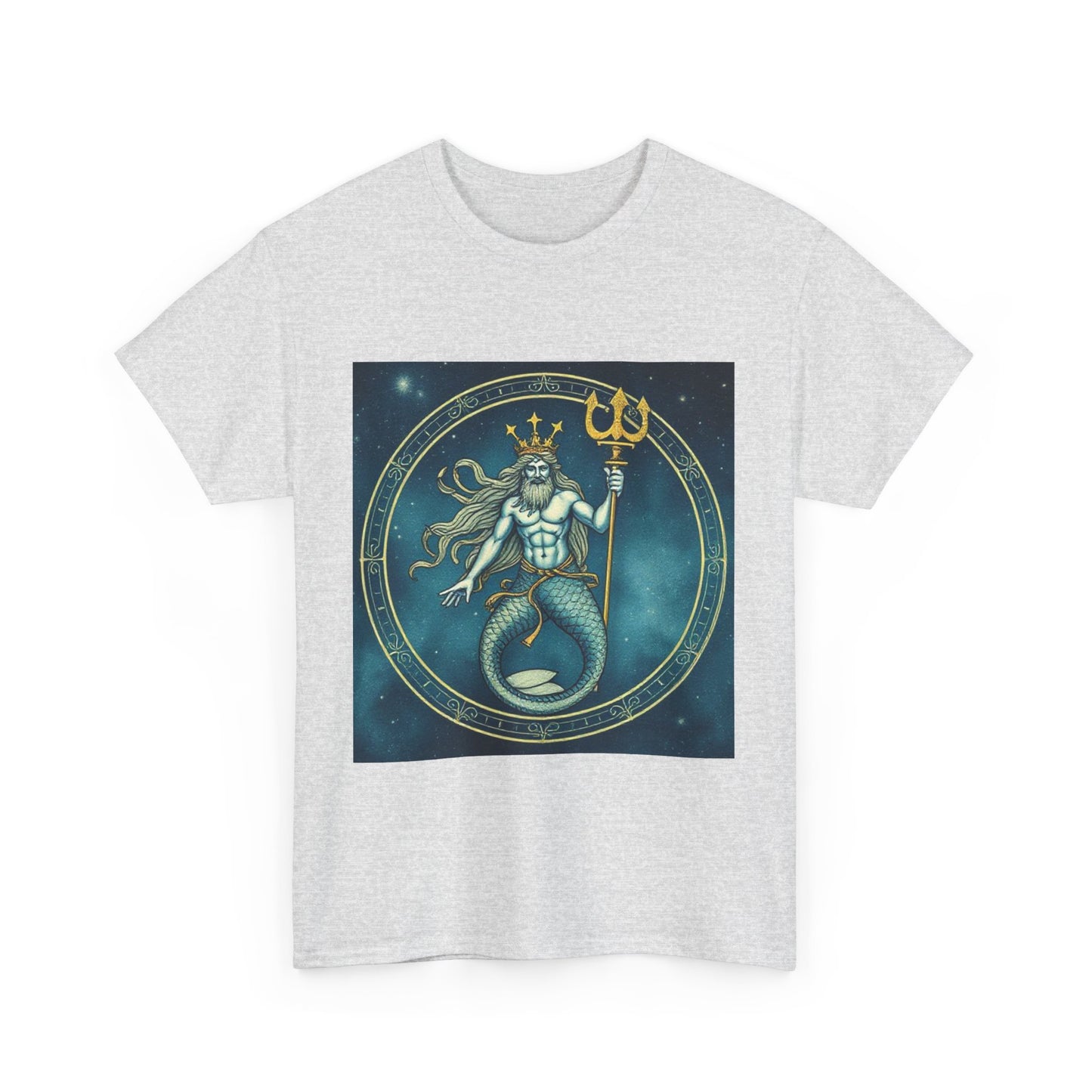 Unisex Heavy Cotton T-Shirt, Aquarius God 6v, Zodiac Design