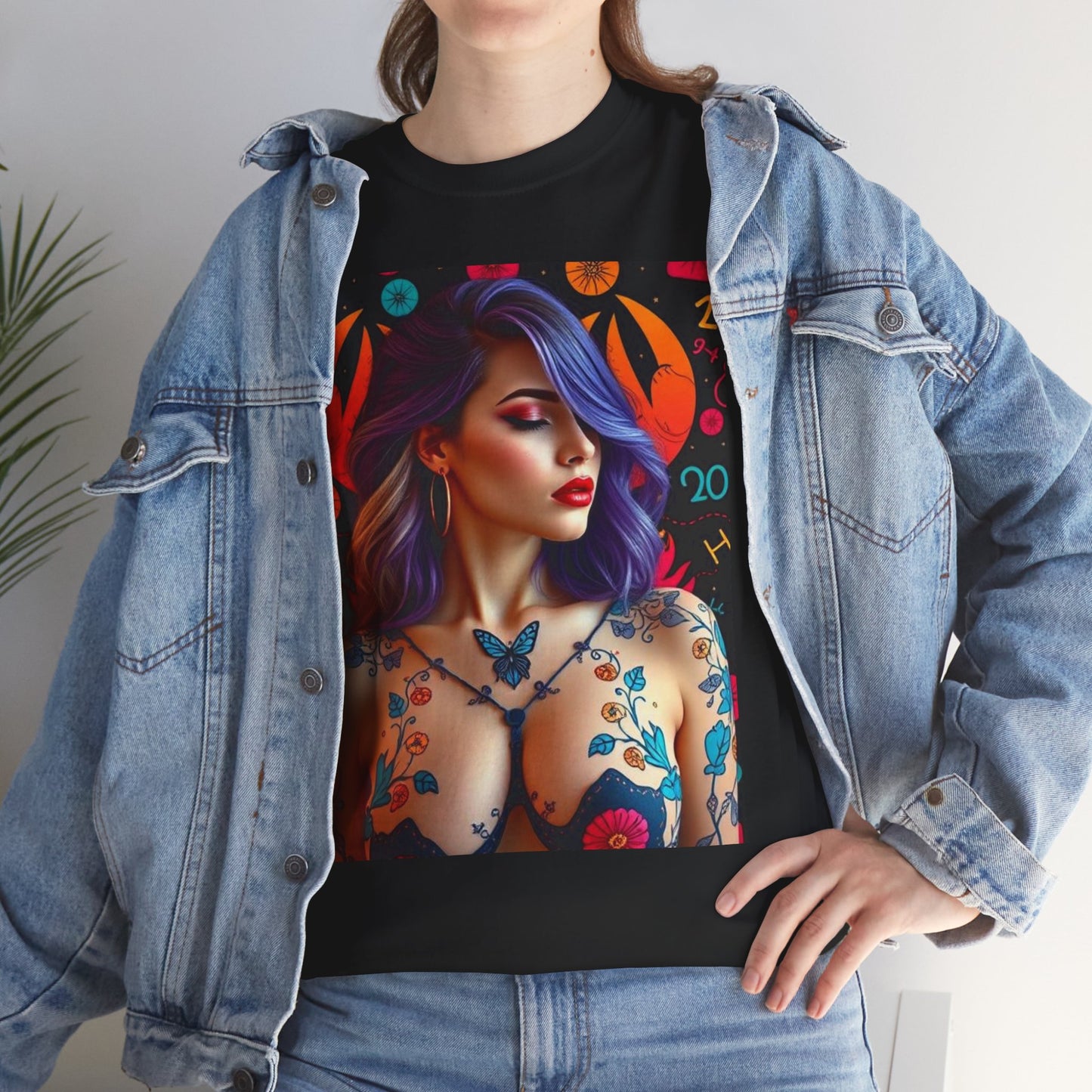Unisex Heavy Cotton T-Shirt, Cancer, Zodiac, Sexy Art