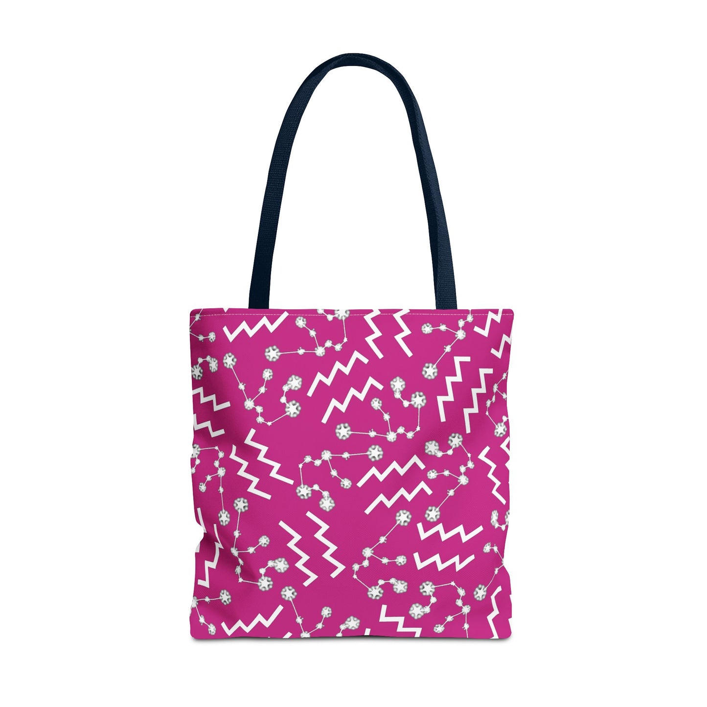 Tote Bag, Aquarius Zodiac Sign, AOP, (Pink, White)