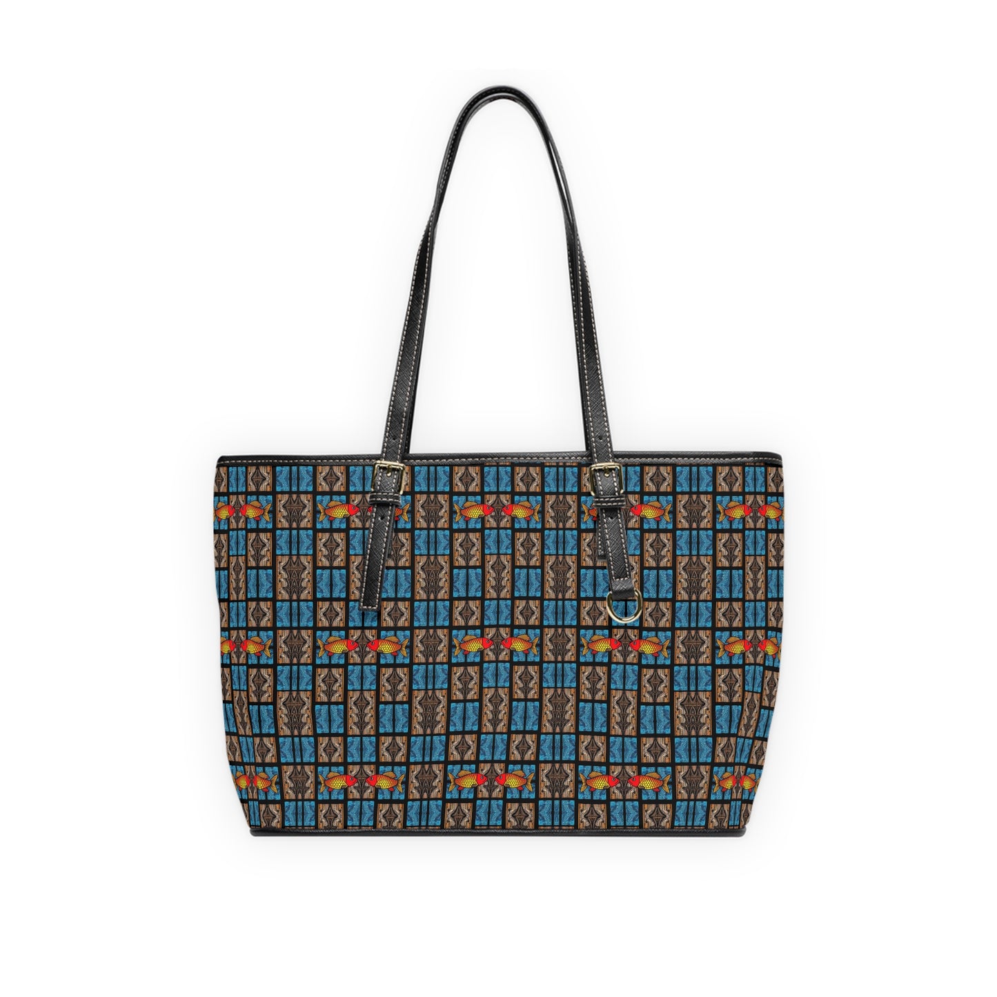 Leather Shoulder Bag, Pisces, Zodiac v4, Shapes Pattern