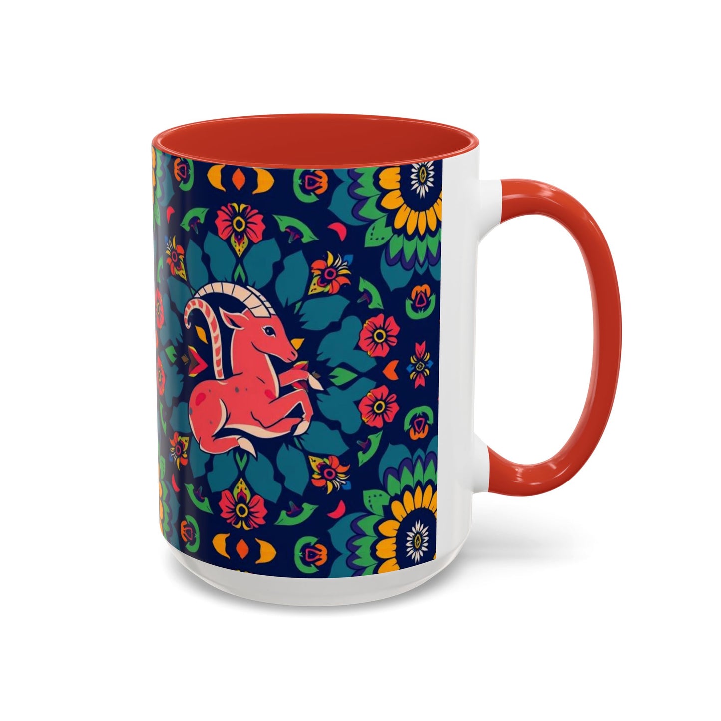 Accent Coffee Mug, Capricorn, Zodiac, Flower Pattern, (11, 15oz)