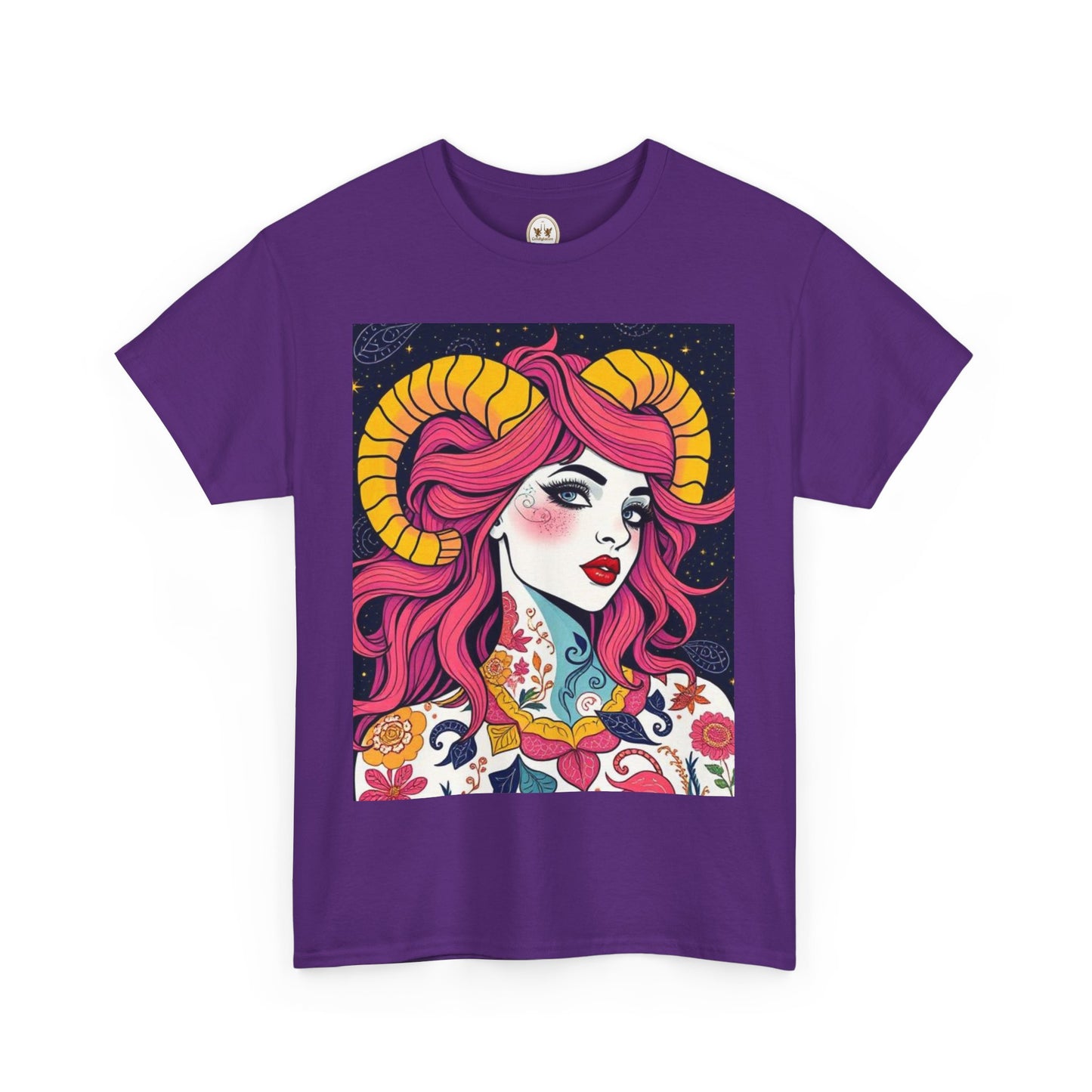 Unisex Heavy Cotton T-Shirt, Aries, Zodiac v2, Sexy Art