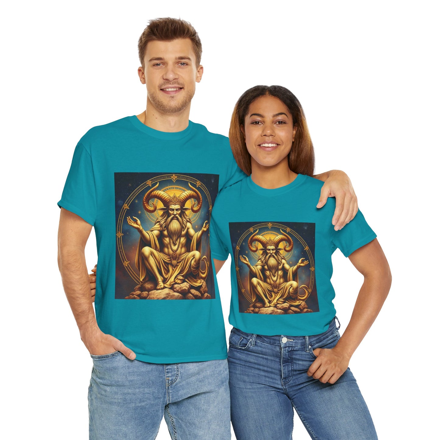 Unisex Heavy Cotton T-Shirt, On The Throne, Taurus Zodiac Design