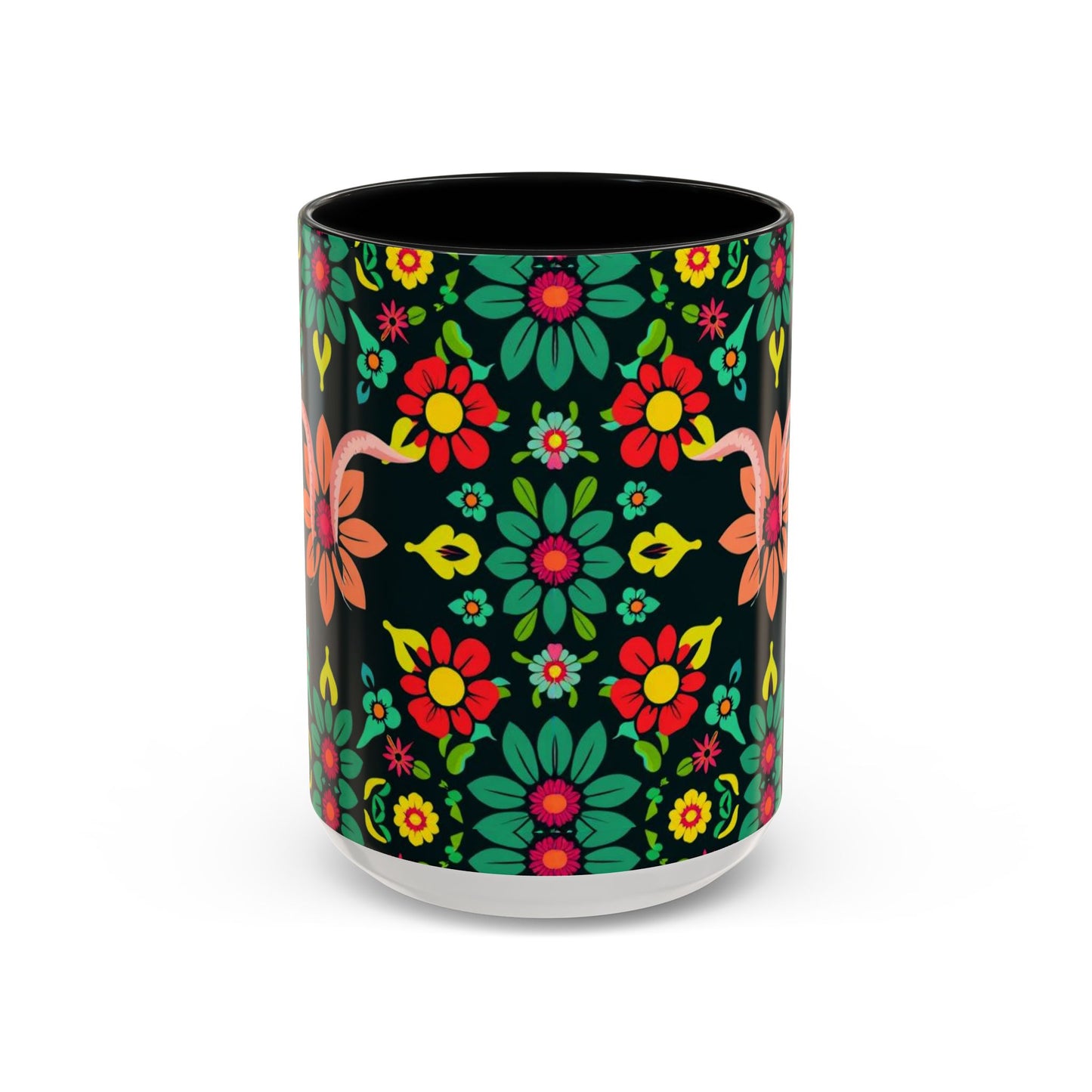 Accent Coffee Mug, Aquarius, Zodiac v4, Flower Pattern, (11, 15oz)