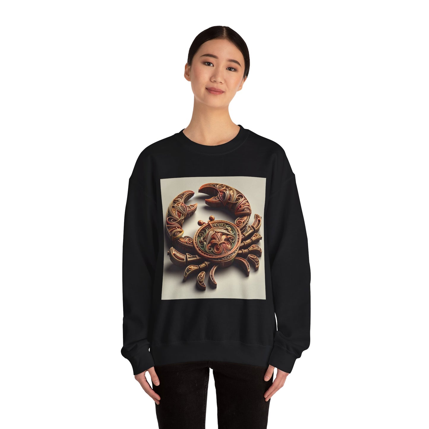 Unisex Heavy Blend™ Crewneck Sweatshirt, Crab Artifact, Cancer Zodiac Design