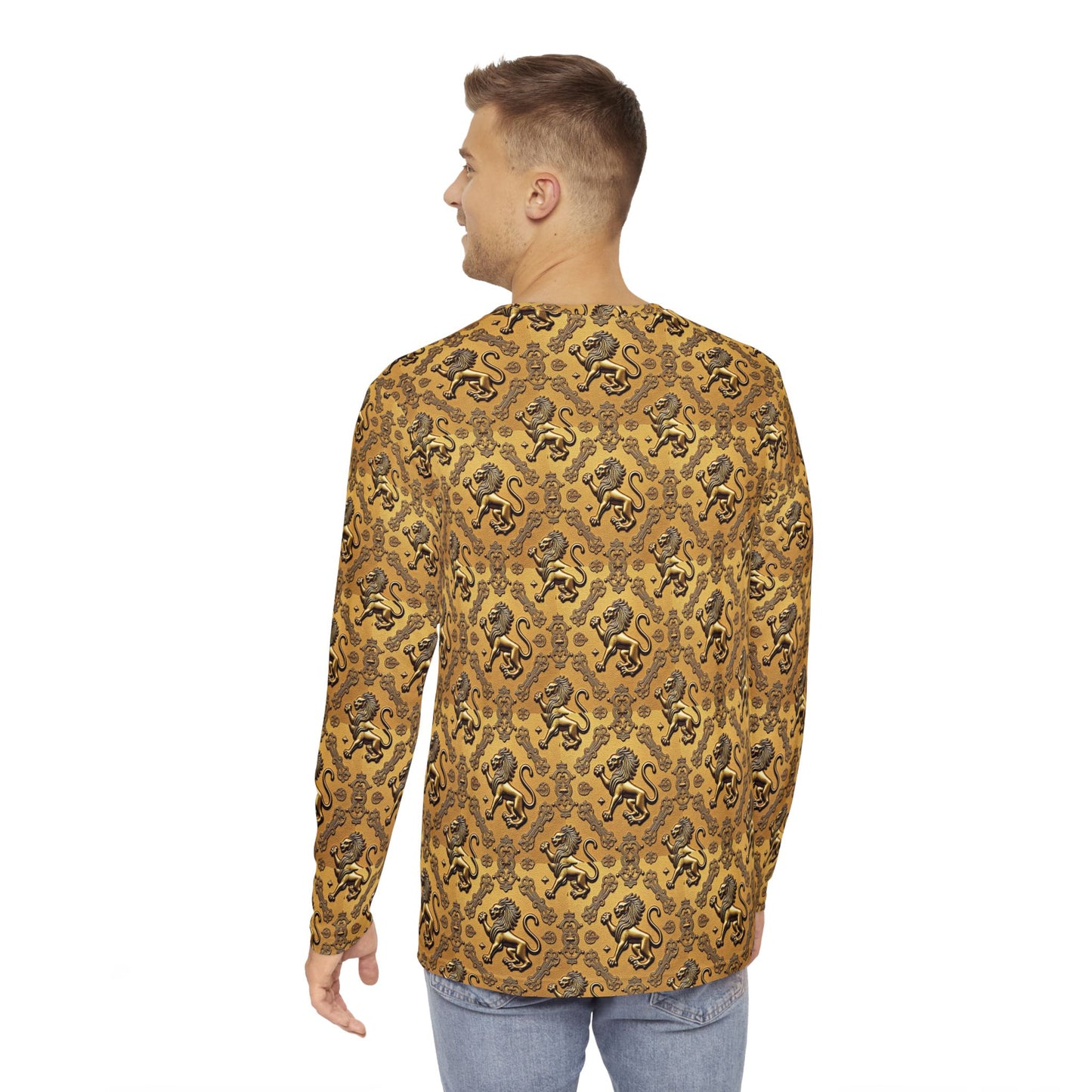 Men's Long Sleeve Shirt, (AOP), Leo, Zodiac v1, Pattern