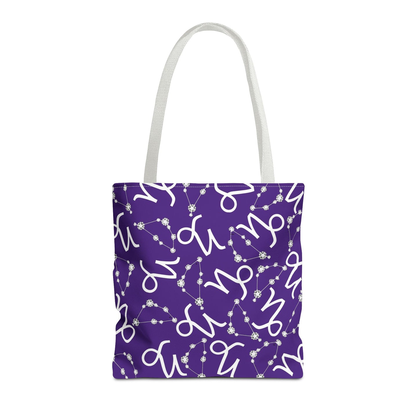 Tote Bag, Capricorn Zodiac Sign, AOP, (Purple, White)