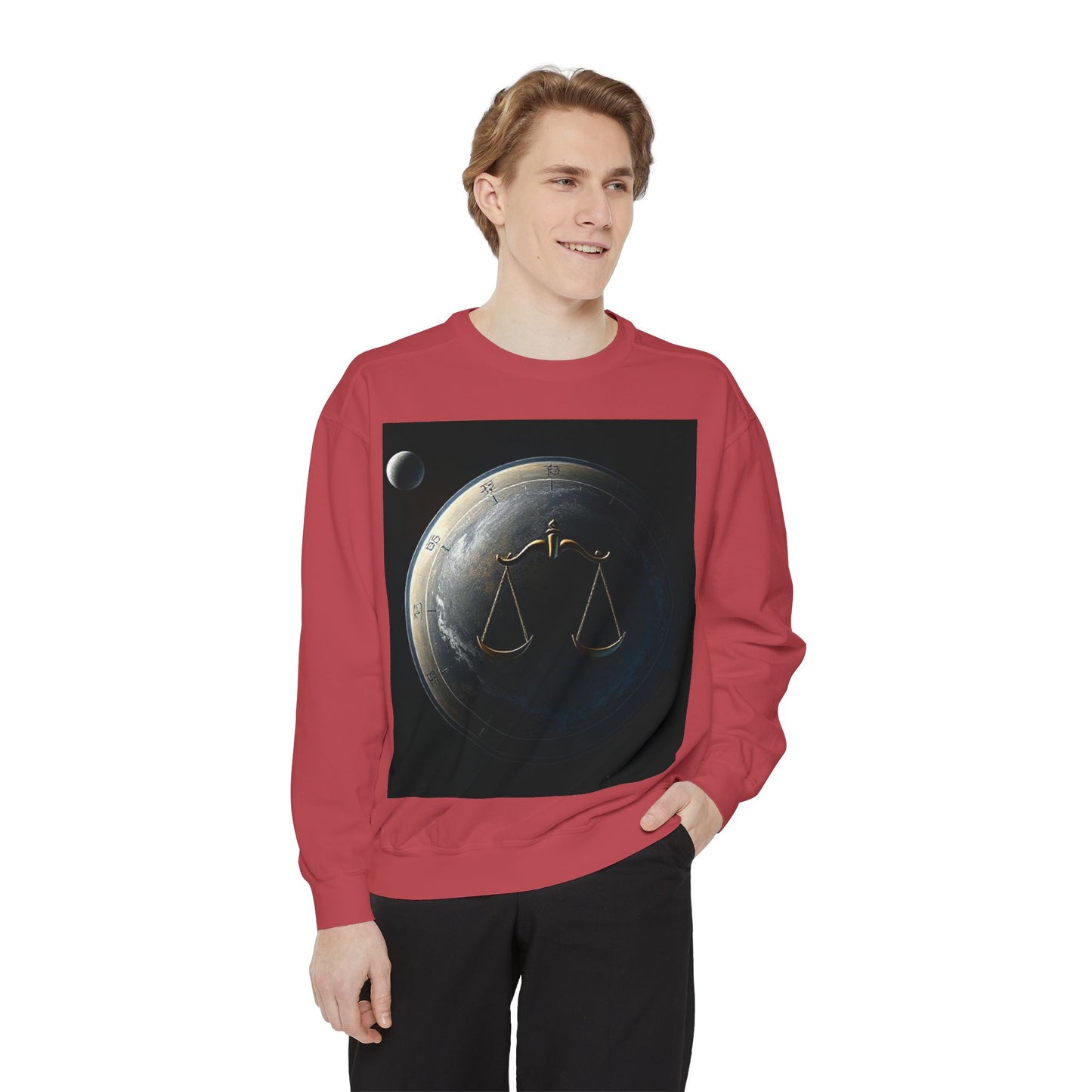 Garment-Dyed Sweatshirt, Unisex, Space Animal Design, Libra