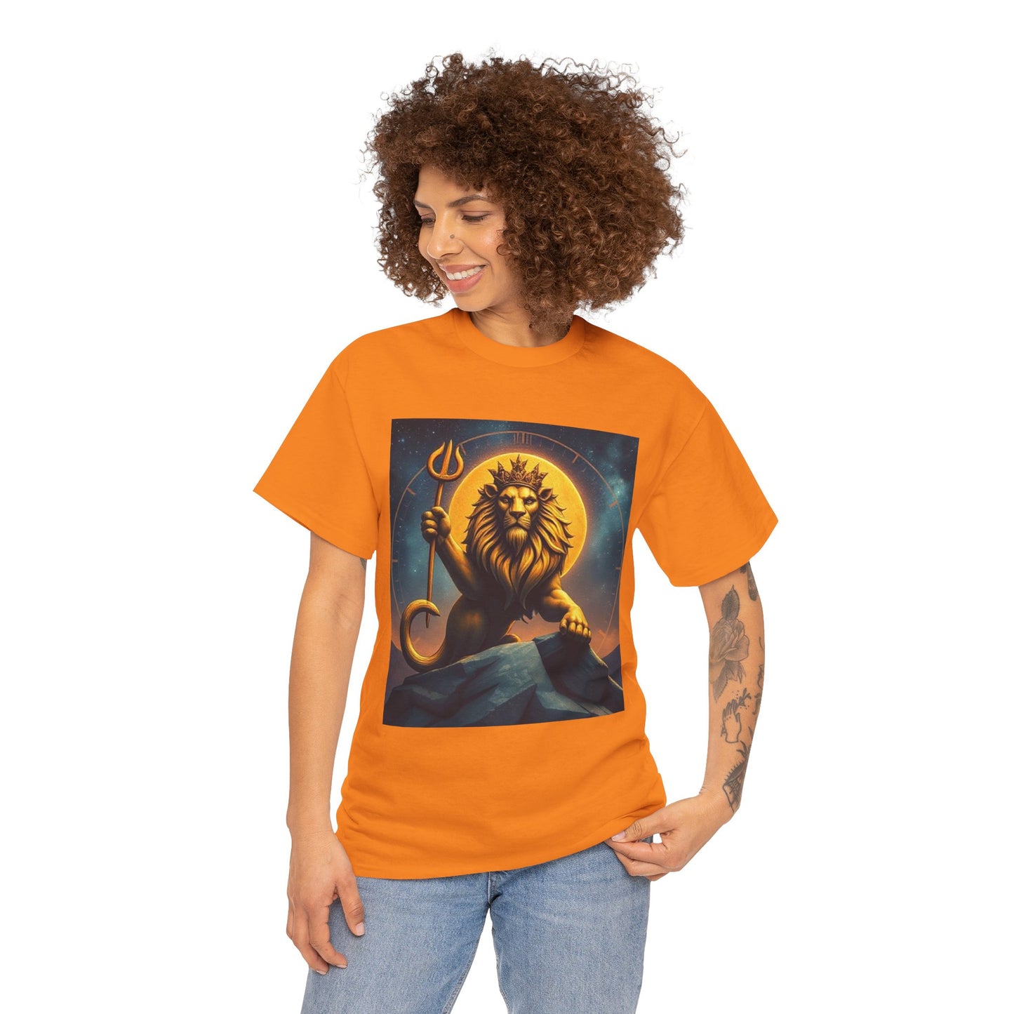Unisex Heavy Cotton T-Shirt, King of Lion v3, Leo Zodiac Design