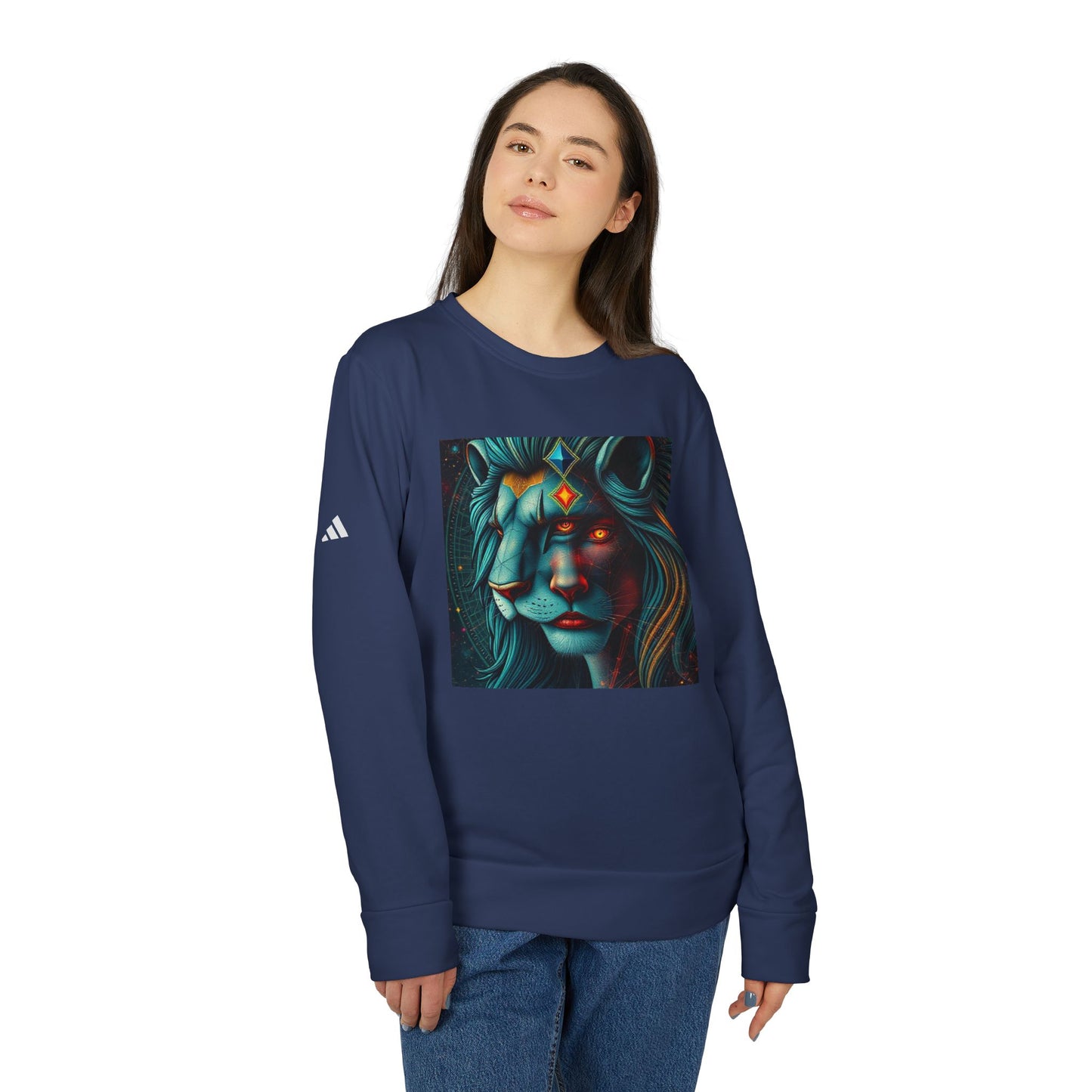 Adidas, Unisex Fleece Crewneck Sweatshirt, Leo, Pop Art, Zodiac