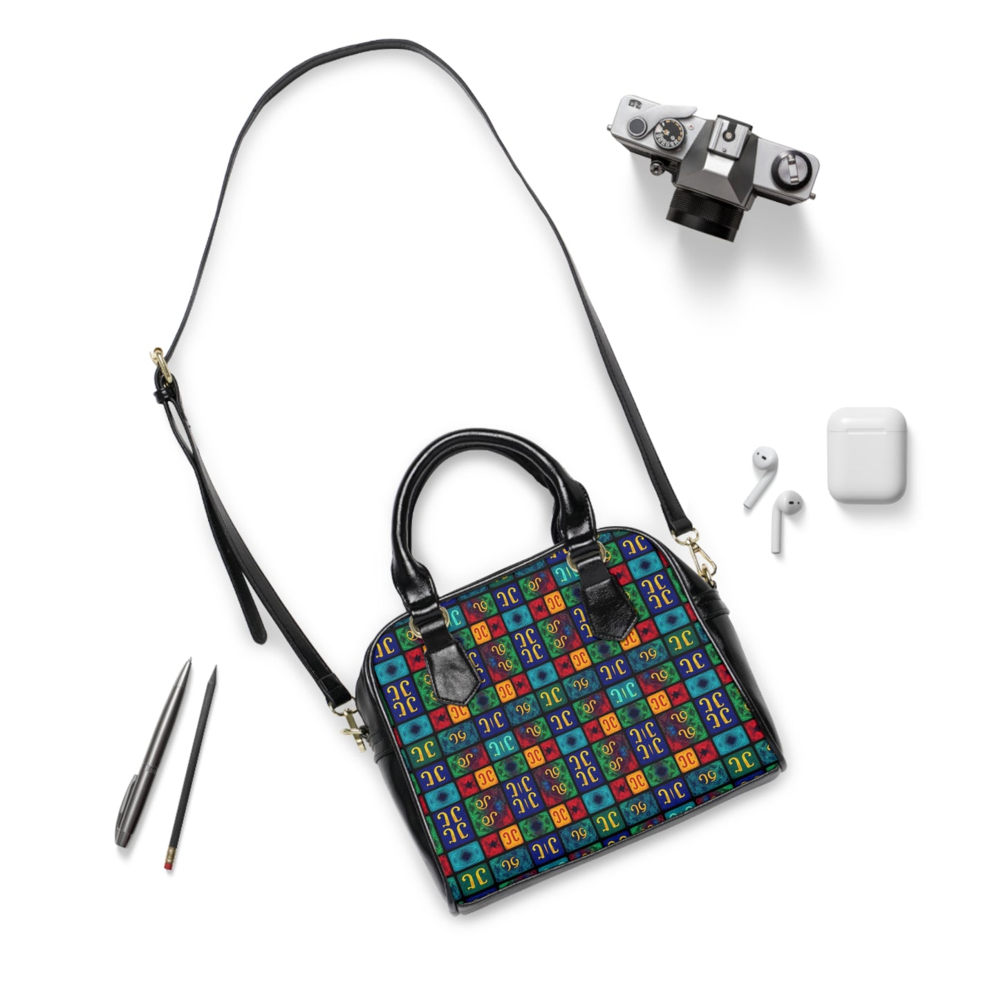 Shoulder Handbag, Aquarius, Zodiac v3, Shapes Pattern