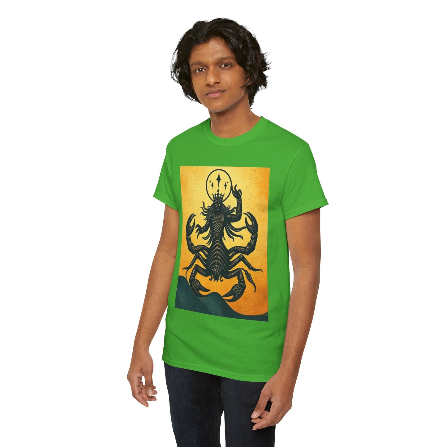 Unisex Heavy Cotton T-Shirt, Scorpion King, Print Art v1, Scorpio Zodiac Design
