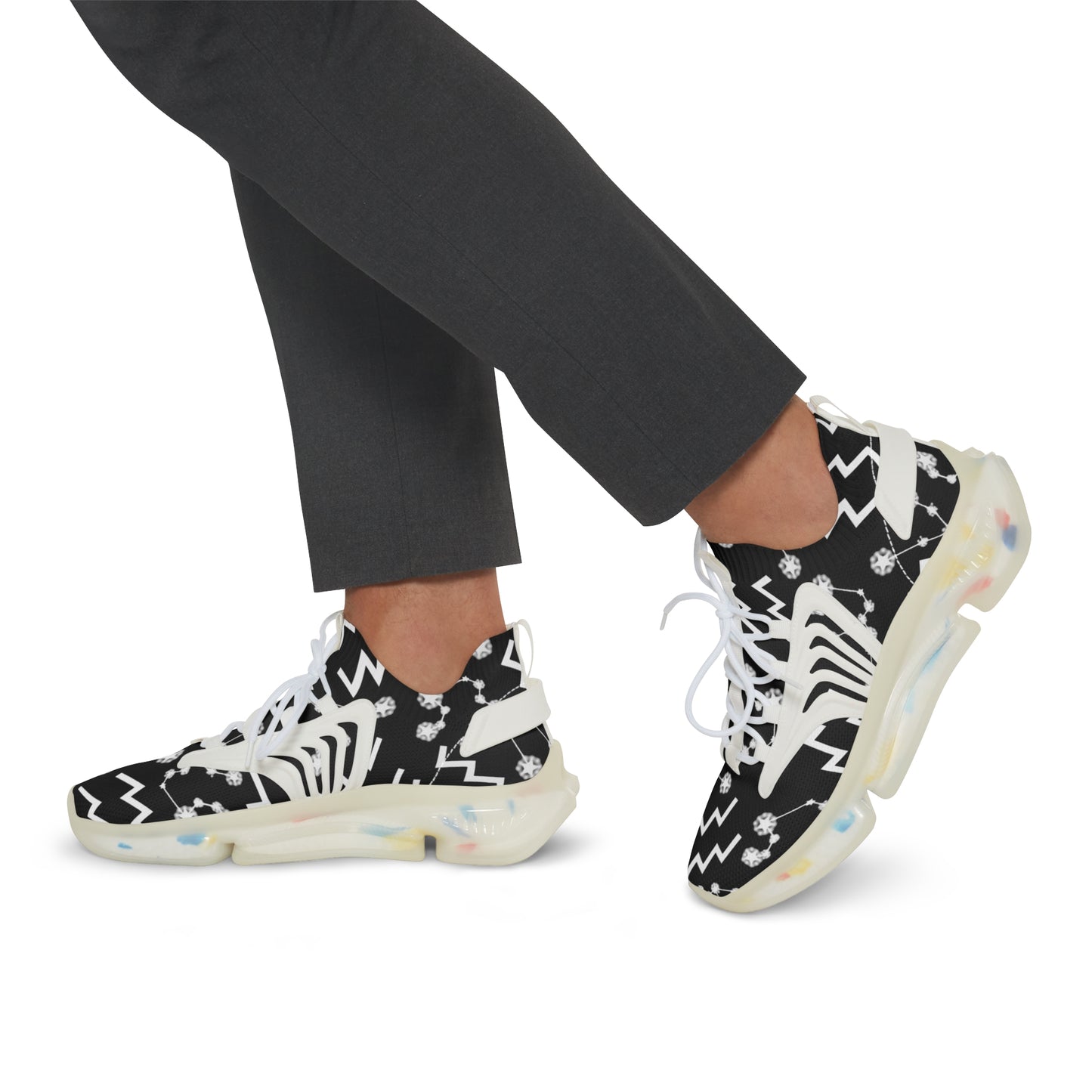 Men's Mesh Sneakers, Aquarius Zodiac Sign, AOP, Black