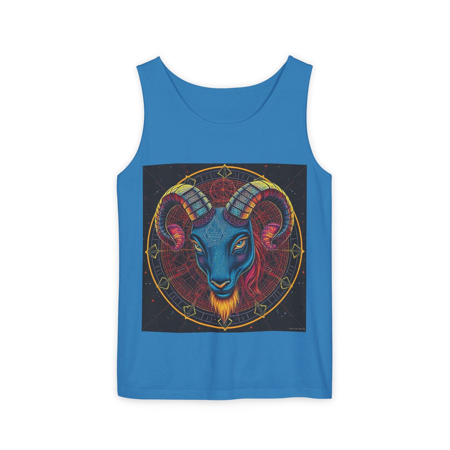Unisex Garment-Dyed, Tank Top, Aries Design, Pop Art, 100% Ringspun US cotton