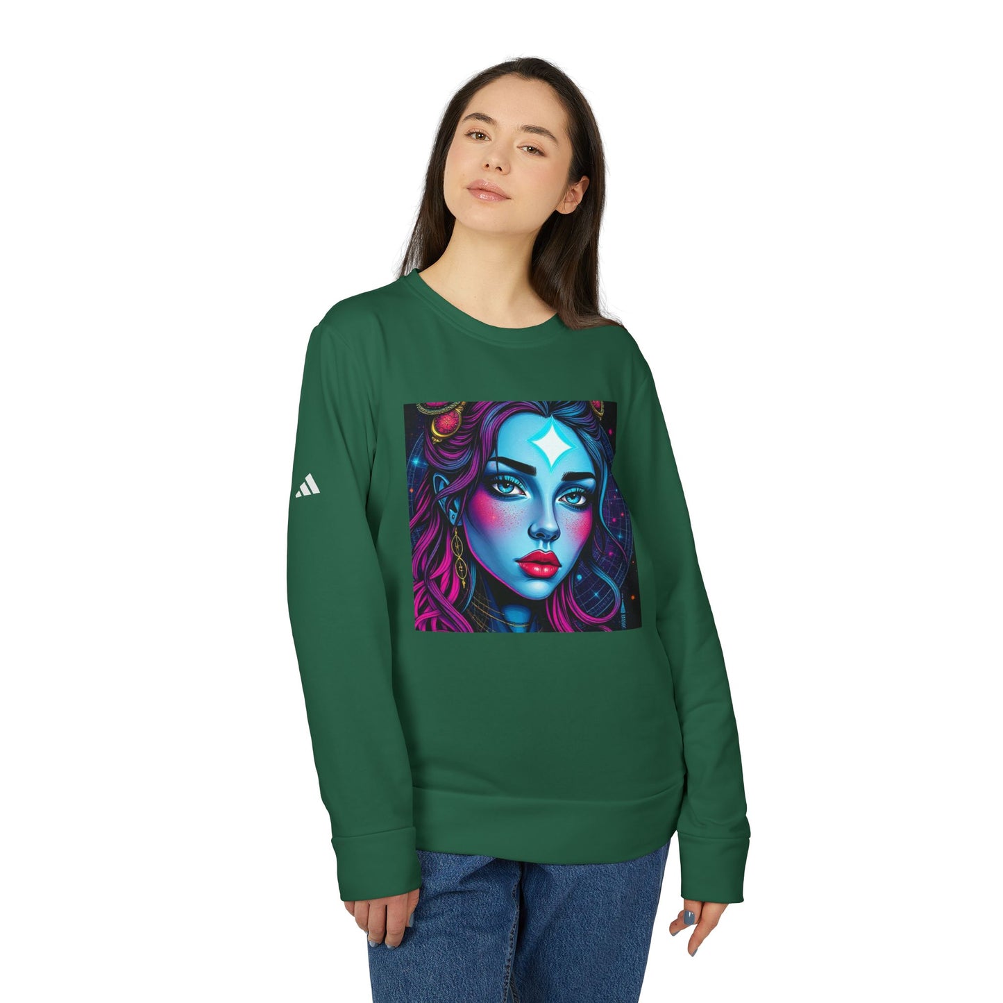Adidas Unisex Fleece Crewneck Sweatshirt, Gemini, Pop Art, Zodiac