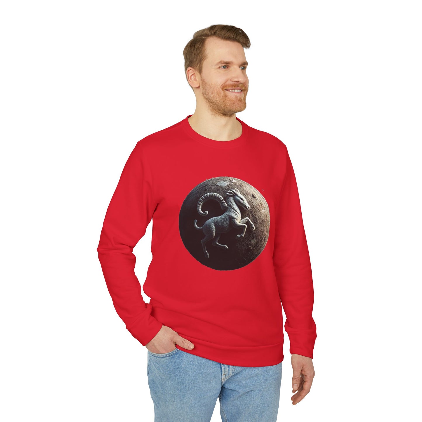 Adidas, Unisex Fleece Crewneck Sweatshirt, Aries, Planet Animal, Zodiac