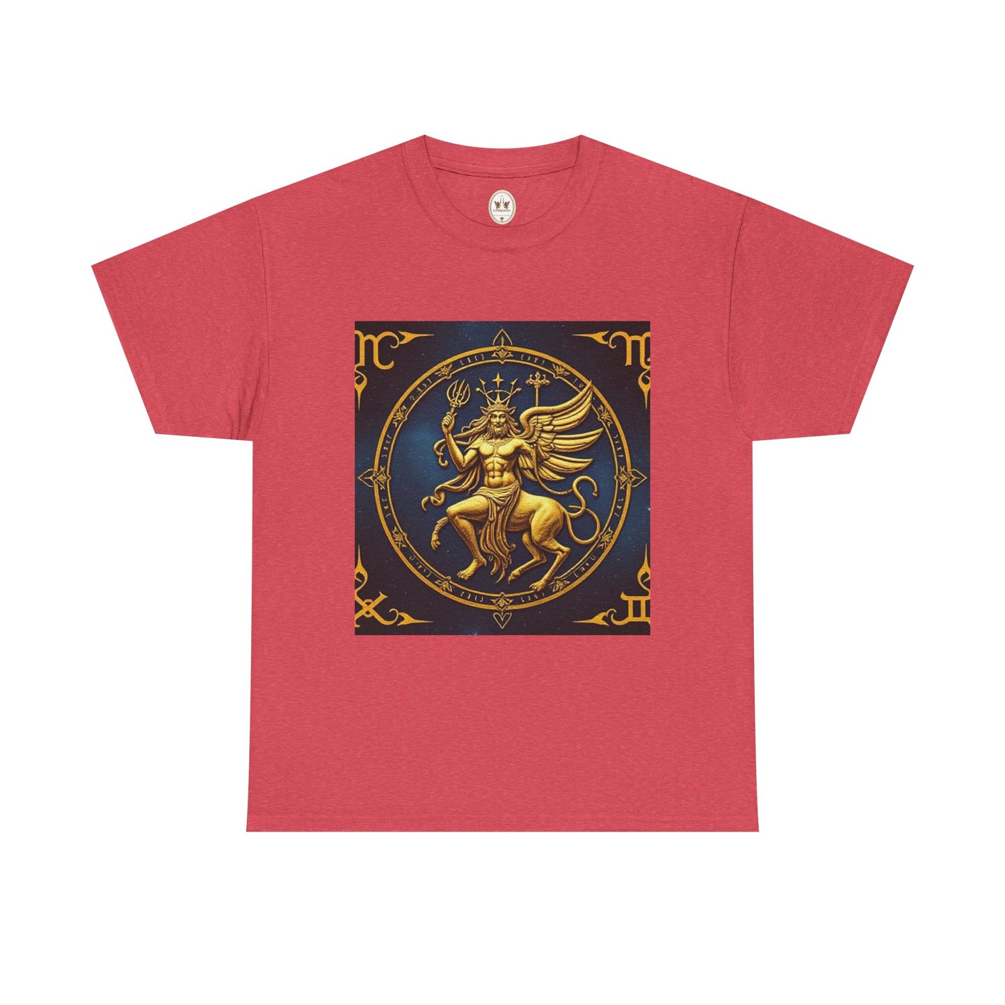Unisex Heavy Cotton T-Shirt, Gold Angel, Symbol, Virgo Zodiac Design