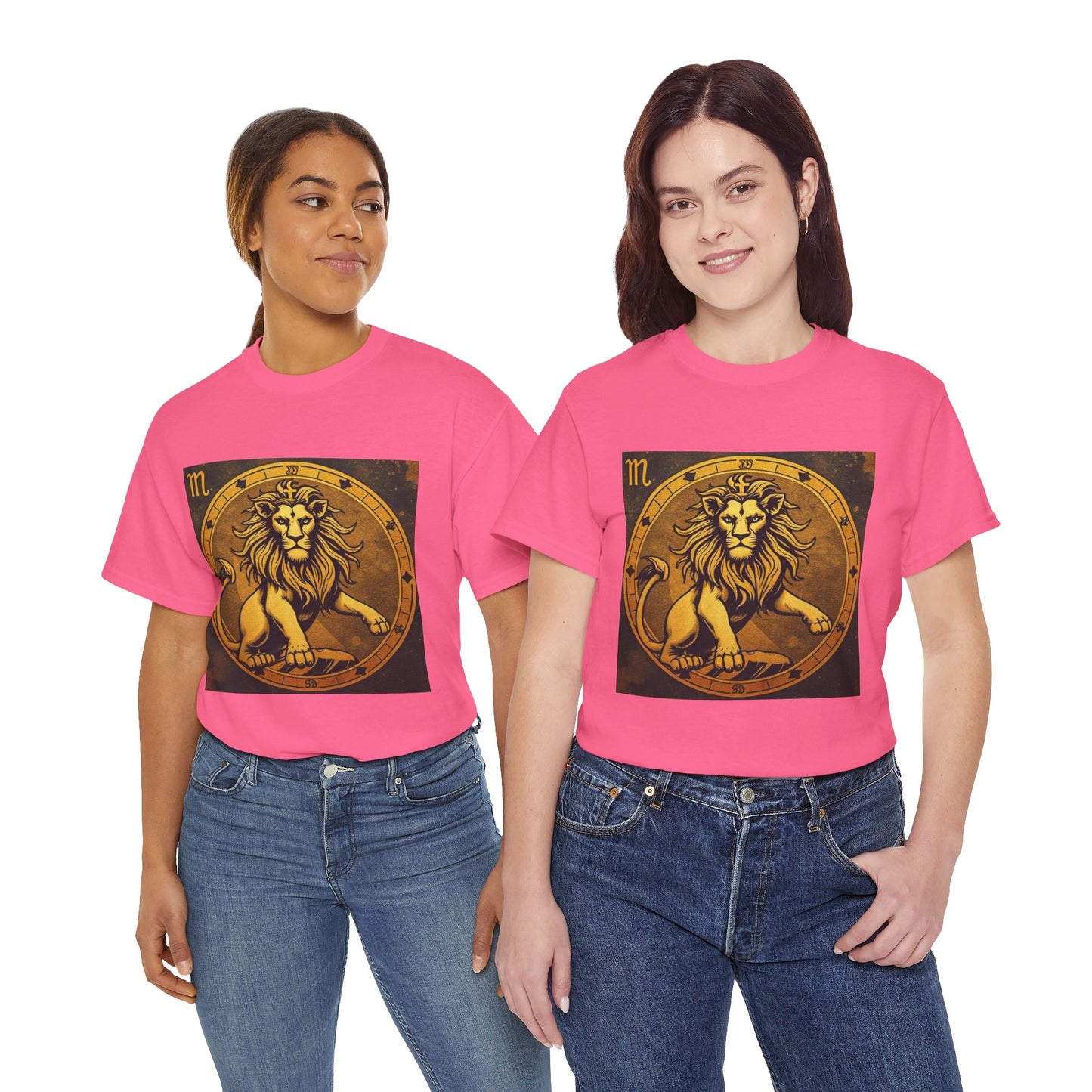 Unisex Heavy Cotton T-Shirt, Gold Lion v1, Leo Zodiac Design