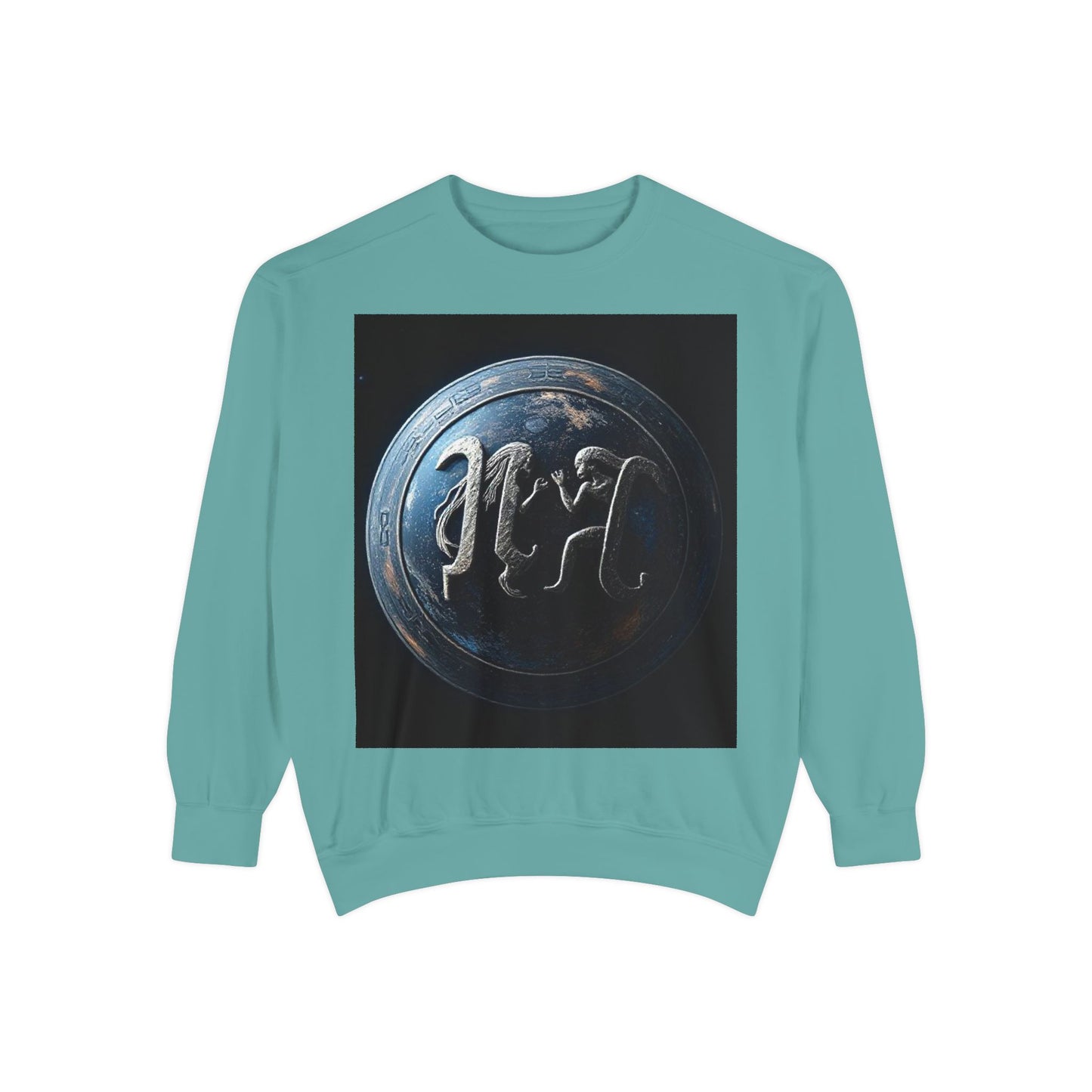 Garment-Dyed Sweatshirt, Unisex, Space Symbol Design, Gemini
