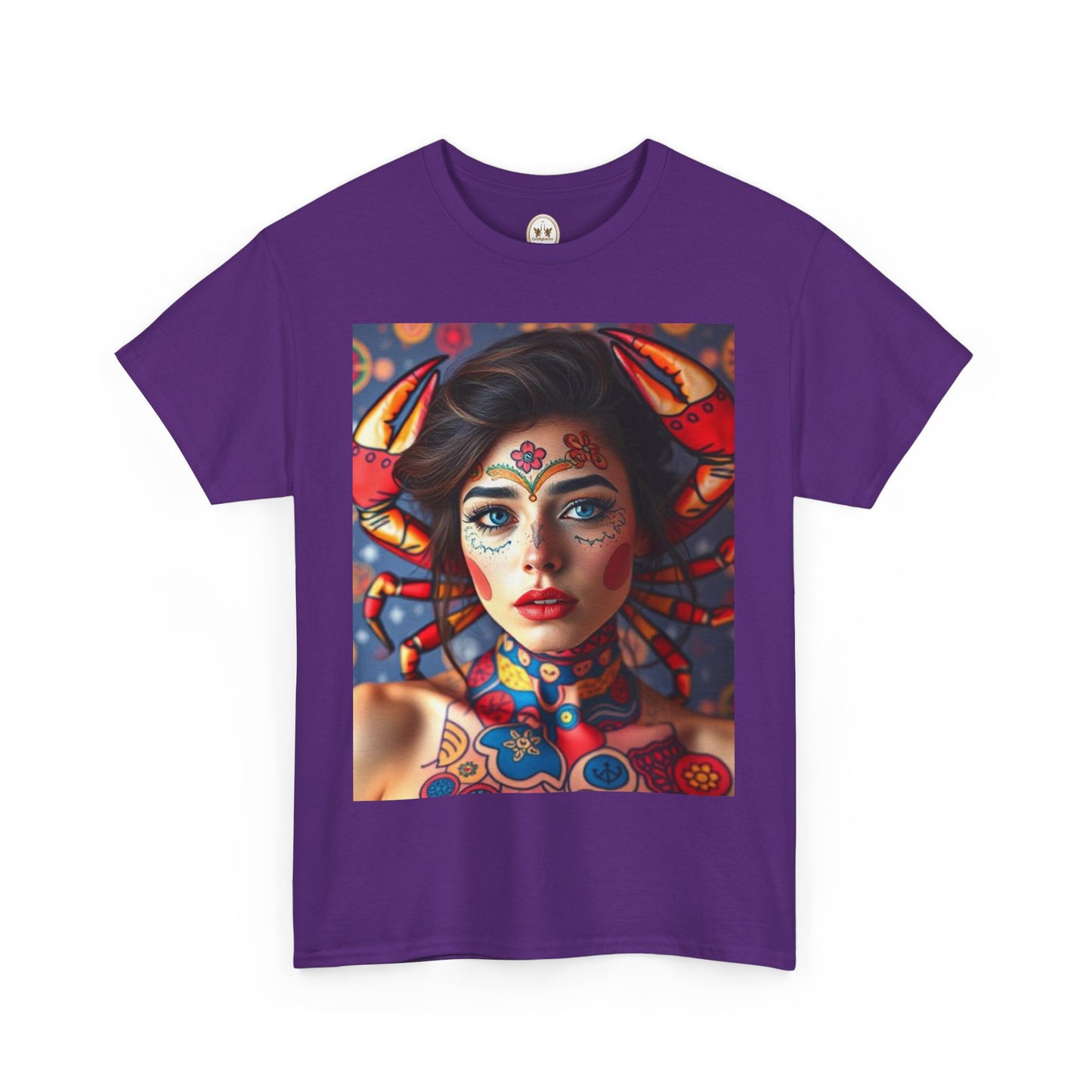 Unisex Heavy Cotton T-Shirt, Cancer, Zodiac v1, Sexy Art