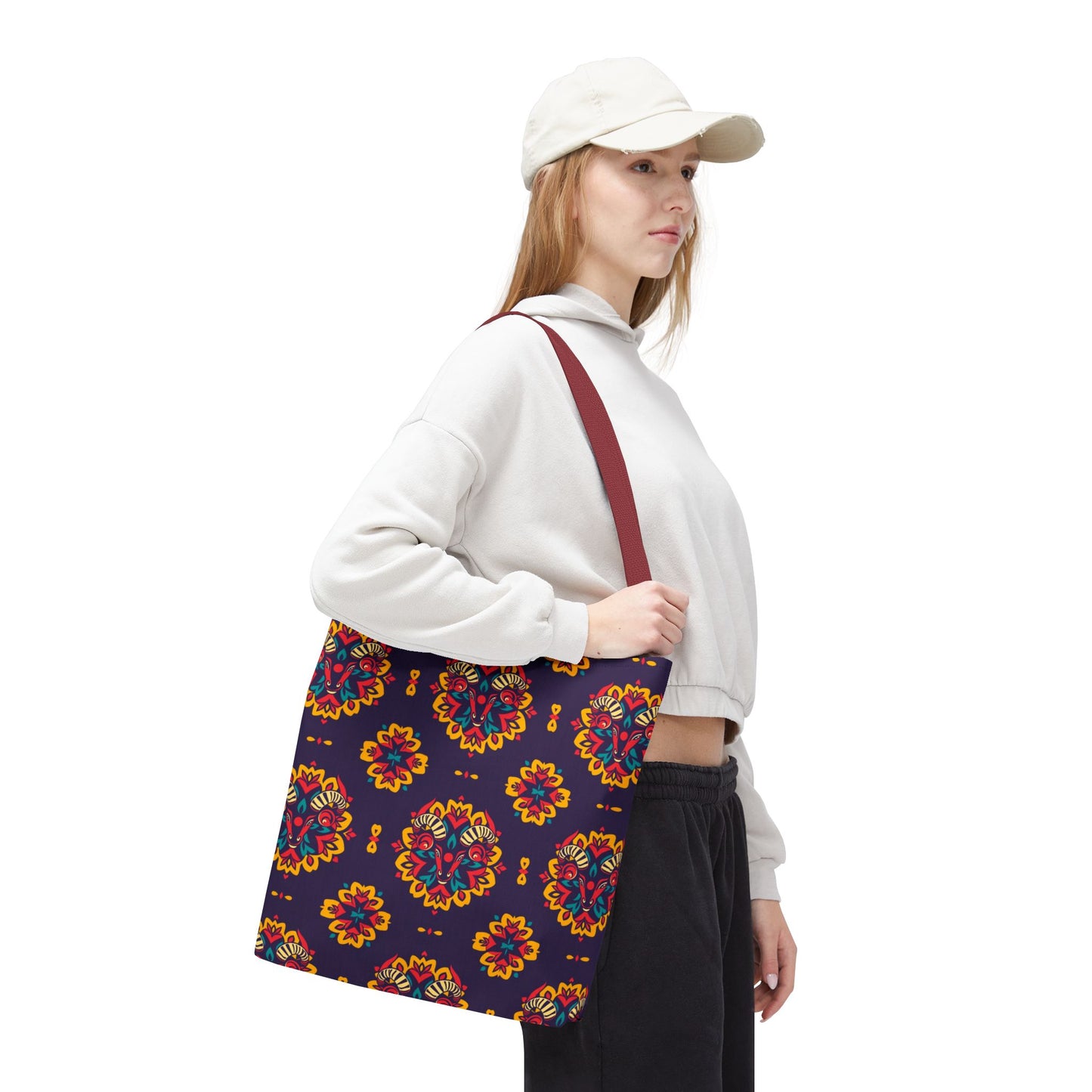 Tote Bag, (AOP), Taurus, Zodiac v6, Flower Pattern