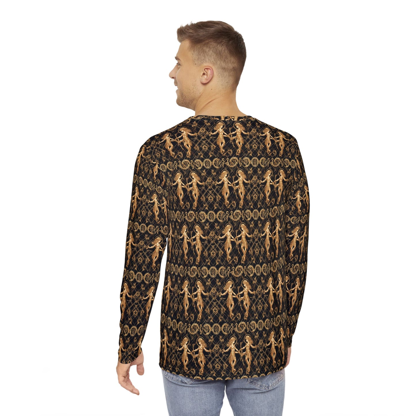 Men's Long Sleeve Shirt, (AOP), Gemini, Zodiac v2, Pattern