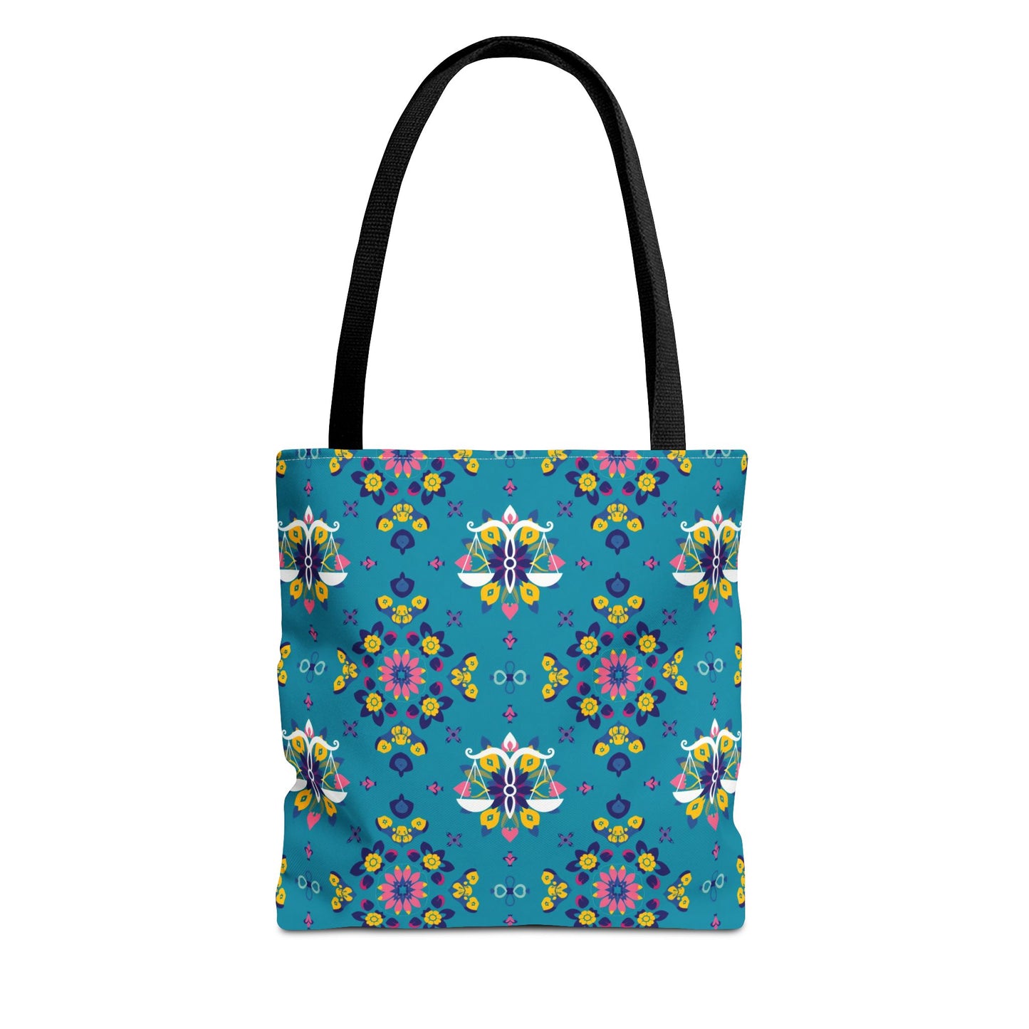 Tote Bag (AOP), Libra, Zodiac v1, Flower Pattern