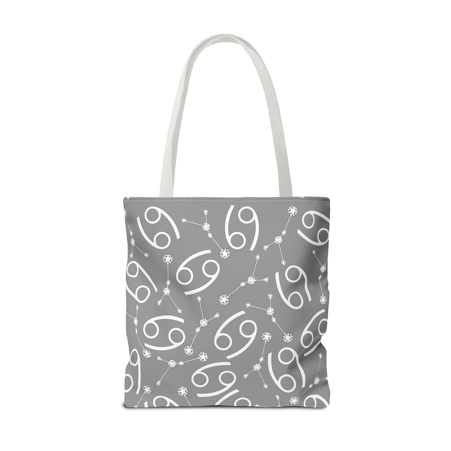 Tote Bag, Cancer Zodiac Sign, AOP, (Grey, White)