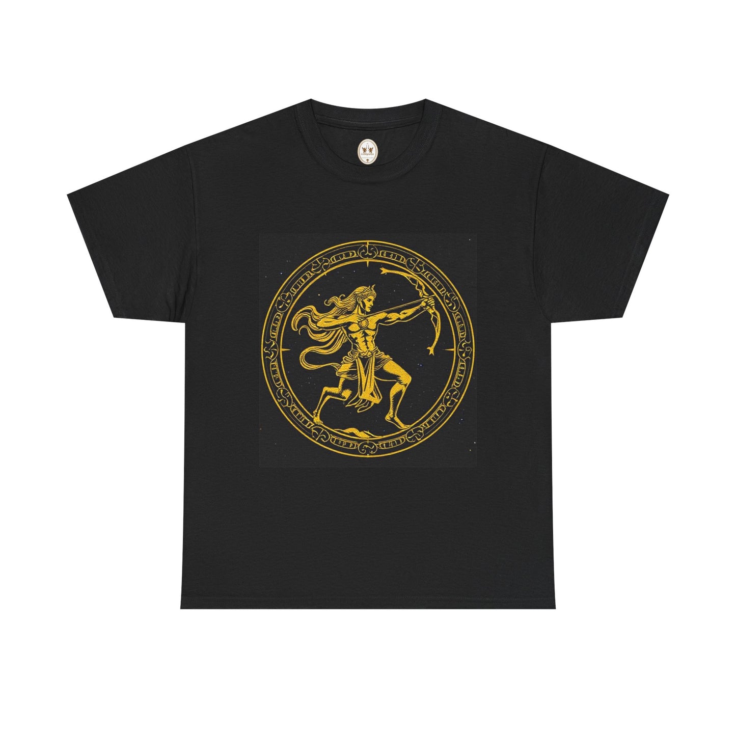Unisex Heavy Cotton T-Shirt, Mythical Faun/Satyr v1, Sagittarius Zodiac Design