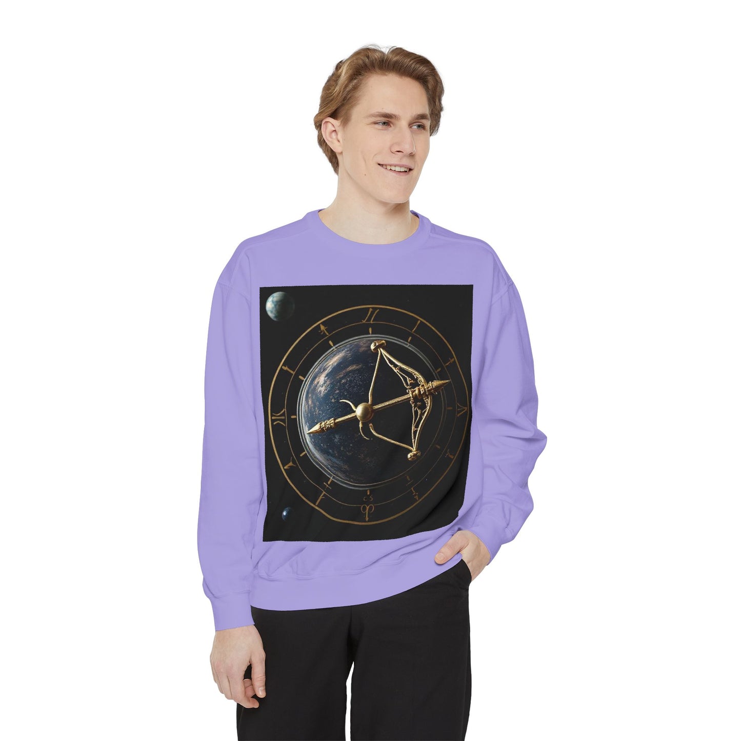 Garment-Dyed Sweatshirt, Unisex, Space Symbol Design v1, Sagittarius