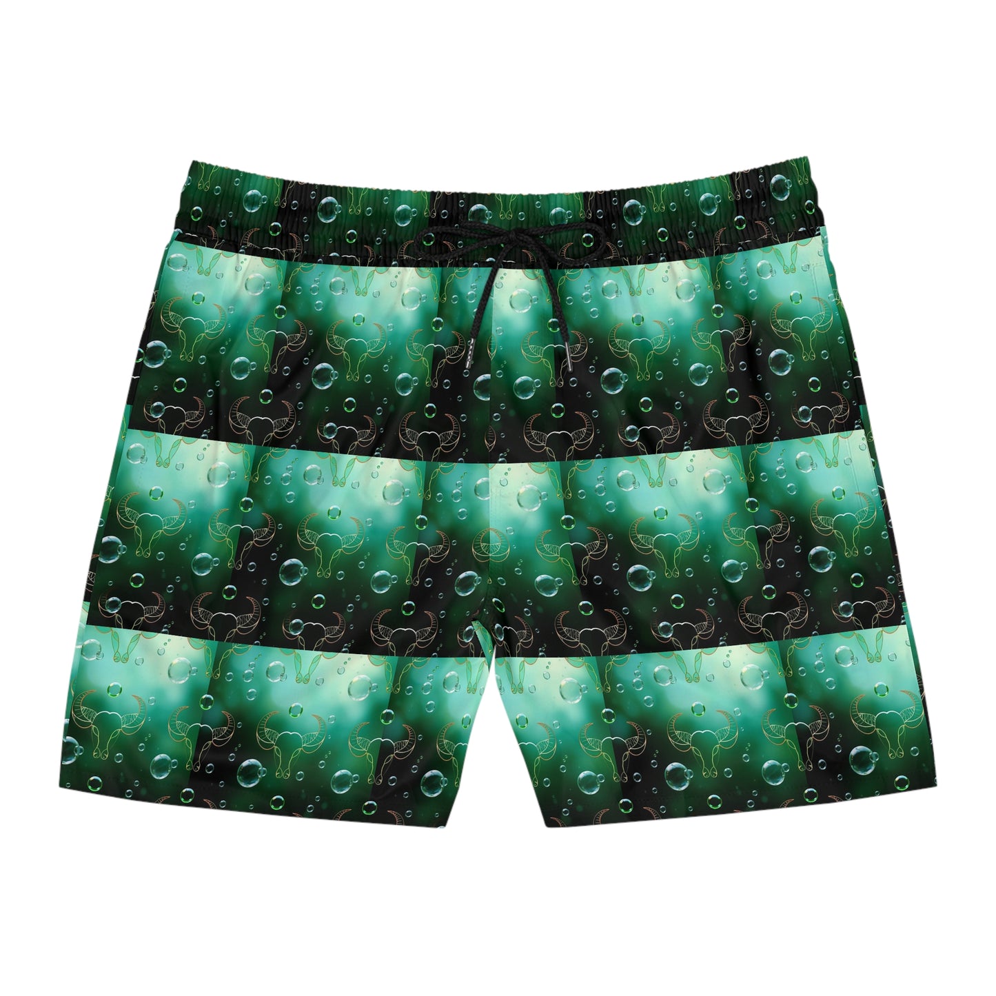 Men's Mid-Length Swim Shorts, (AOP), Taurus, Zodiac v4, Bubble Pattern