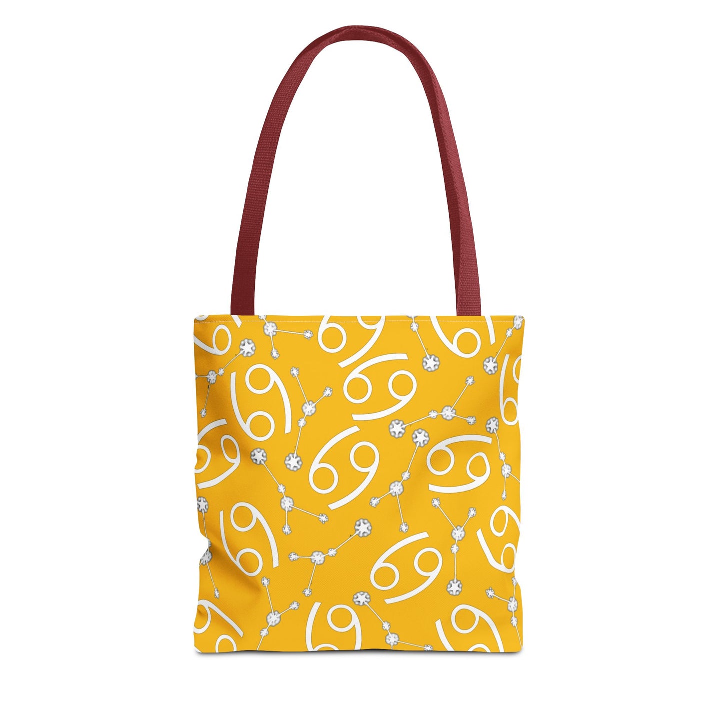Tote Bag, Cancer Zodiac Sign, AOP, (Yellow, White)