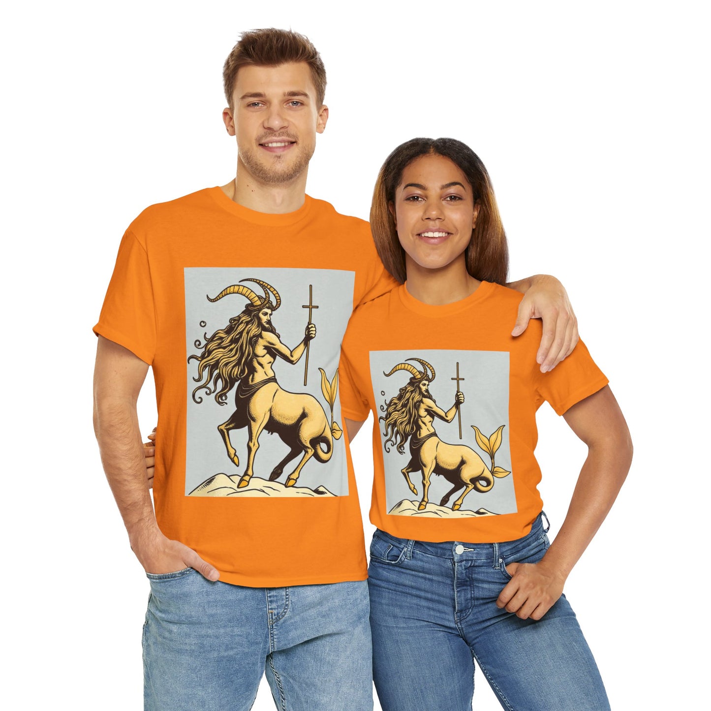 Unisex Heavy Cotton T-Shirt, Capricorn God v2, Zodiac Design
