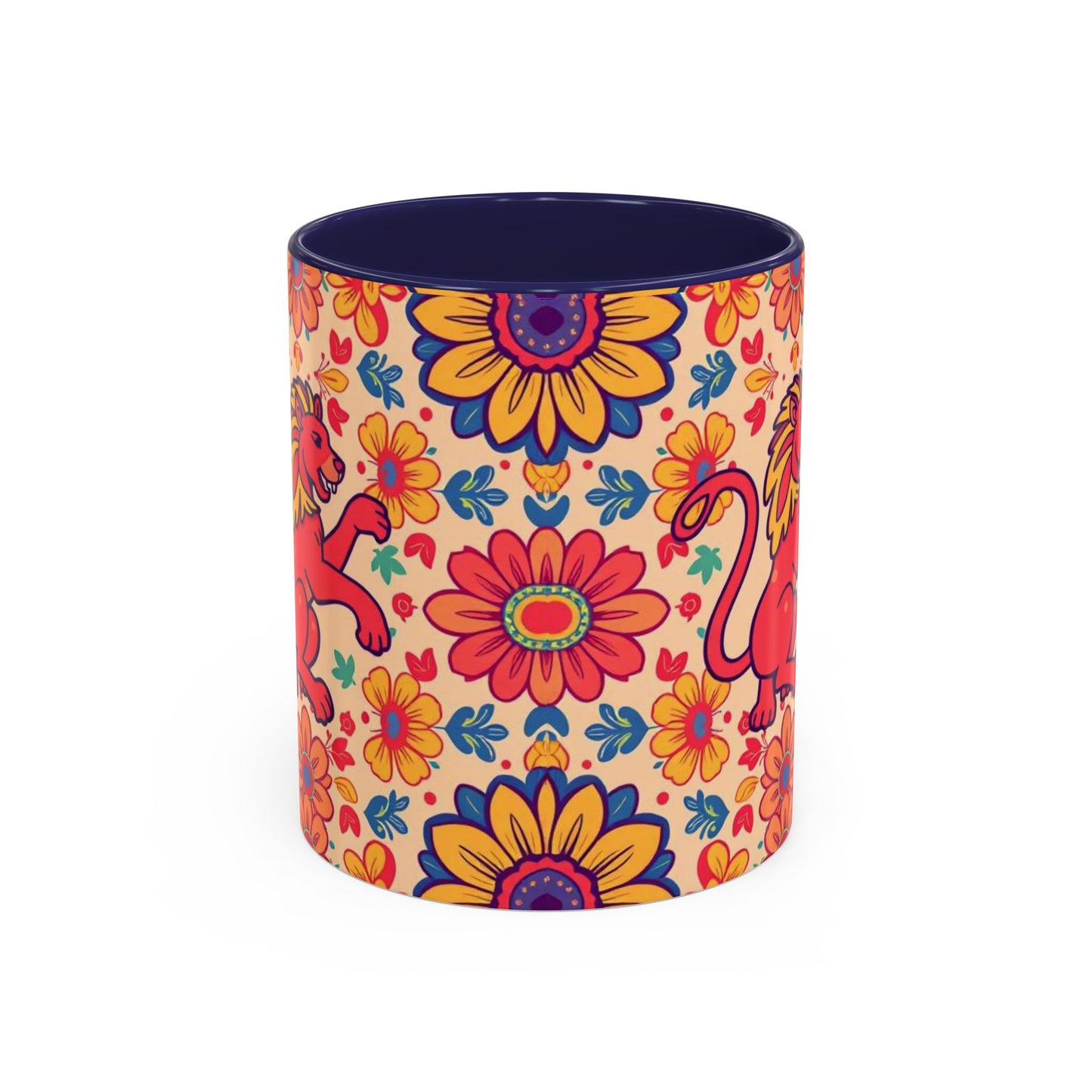 Accent Coffee Mug, Leo, Zodiac, Flower Pattern, (11, 15oz)