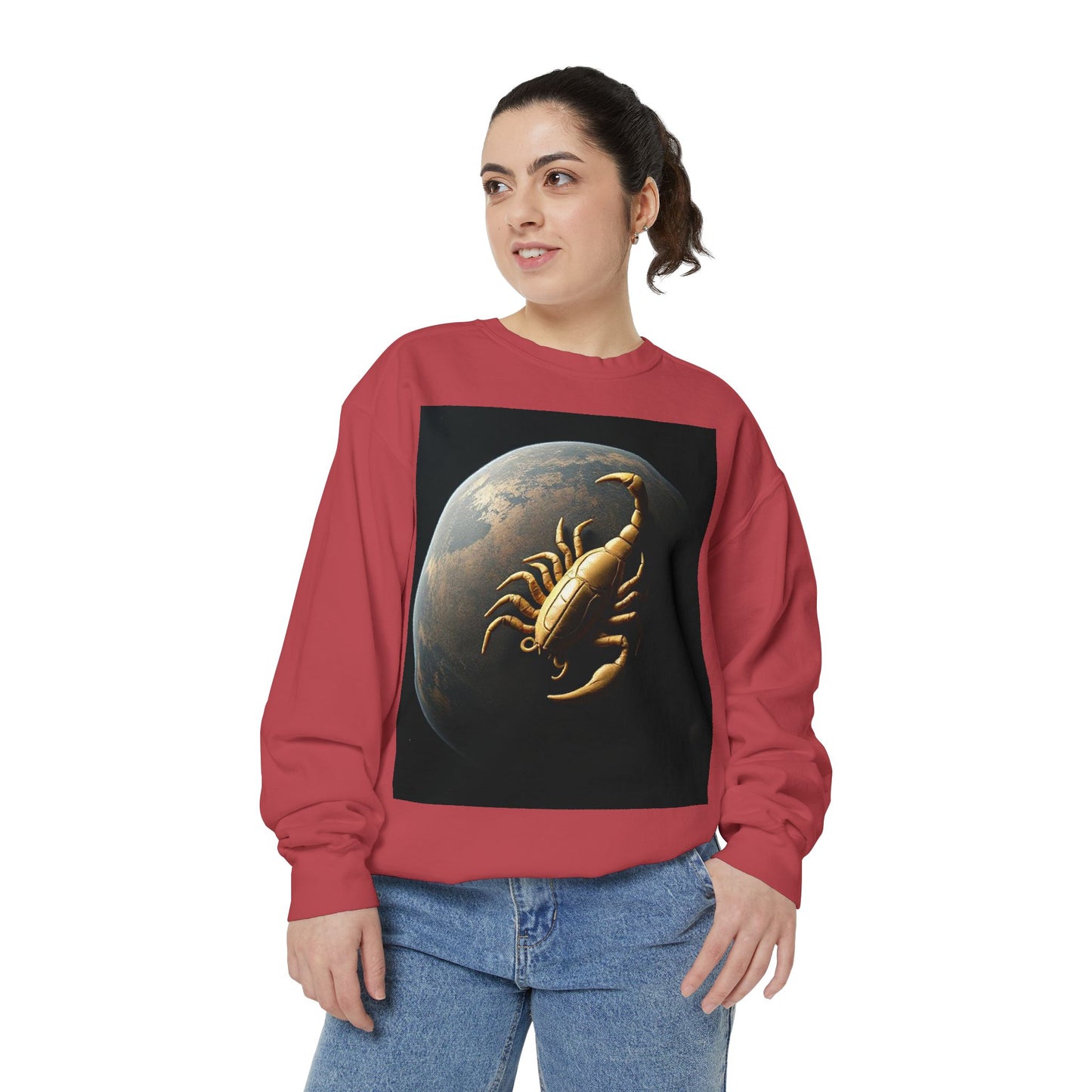 Garment-Dyed Sweatshirt, Unisex, Space Animal Design v1, Scorpio