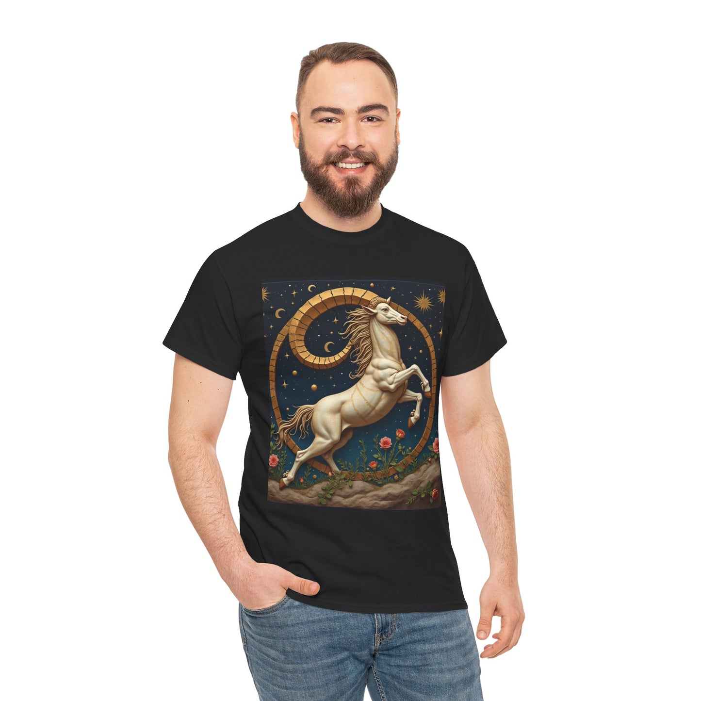 Unisex Heavy Cotton T-Shirt, Aries Animal 1v, Zodiac Design
