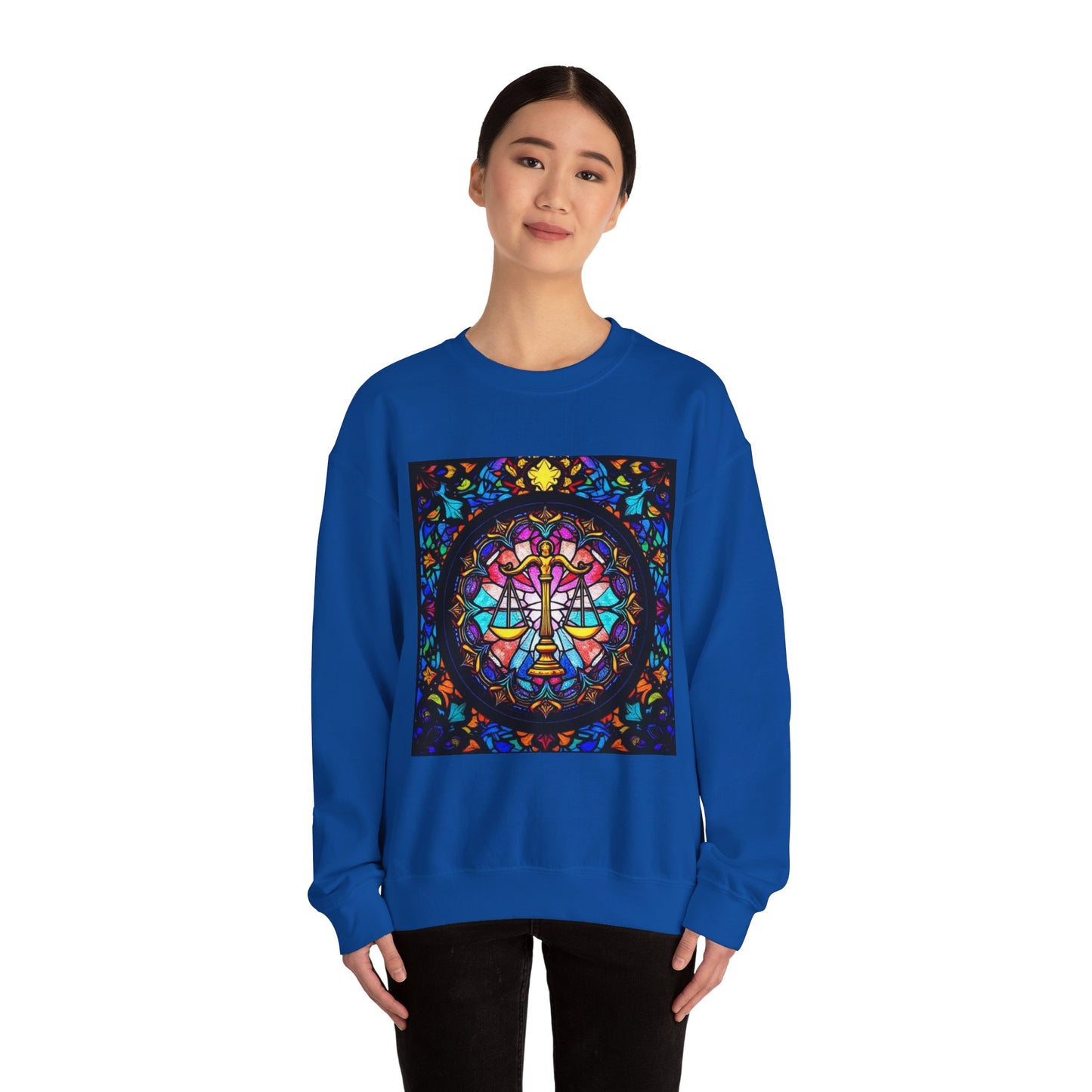 Unisex Heavy Blend™ Crewneck Sweatshirt, Glass 1, Libra Zodiac Design