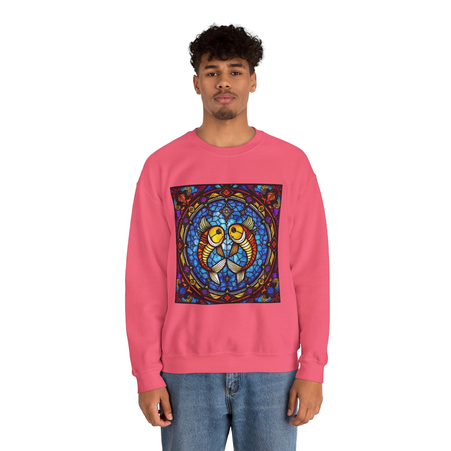 Unisex Heavy Blend™ Crewneck Sweatshirt, Glass 1, Pisces Zodiac Design