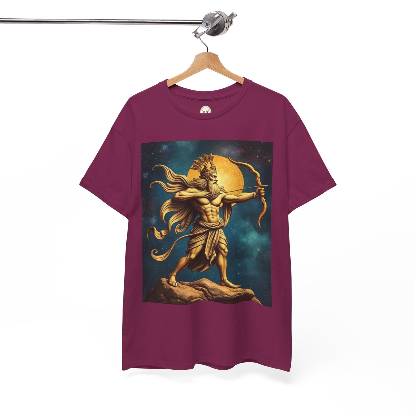 Unisex Heavy Cotton T-Shirt, Midnight Arrow v1, Sagittarius Zodiac Design