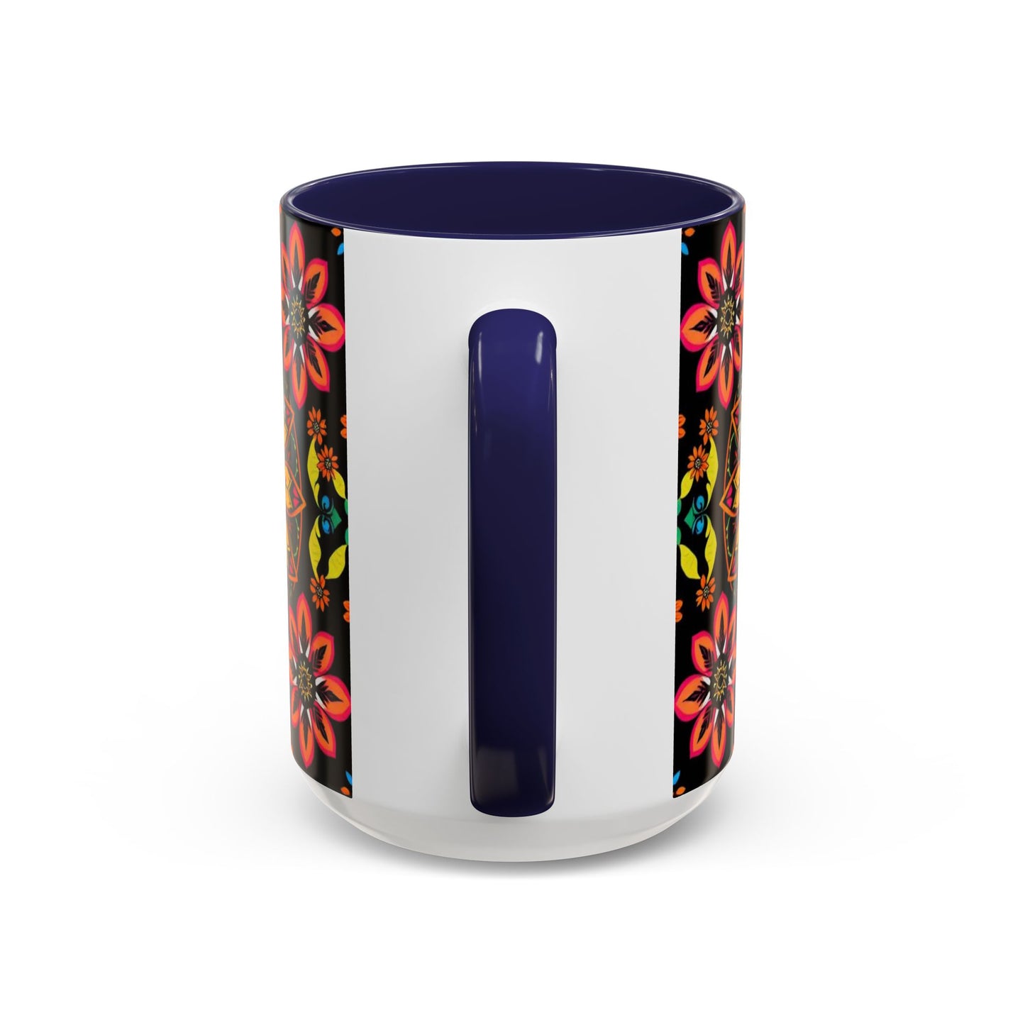 Accent Coffee Mug, Sagittarius, Zodiac v2. Flower Pattern, (11, 15oz)