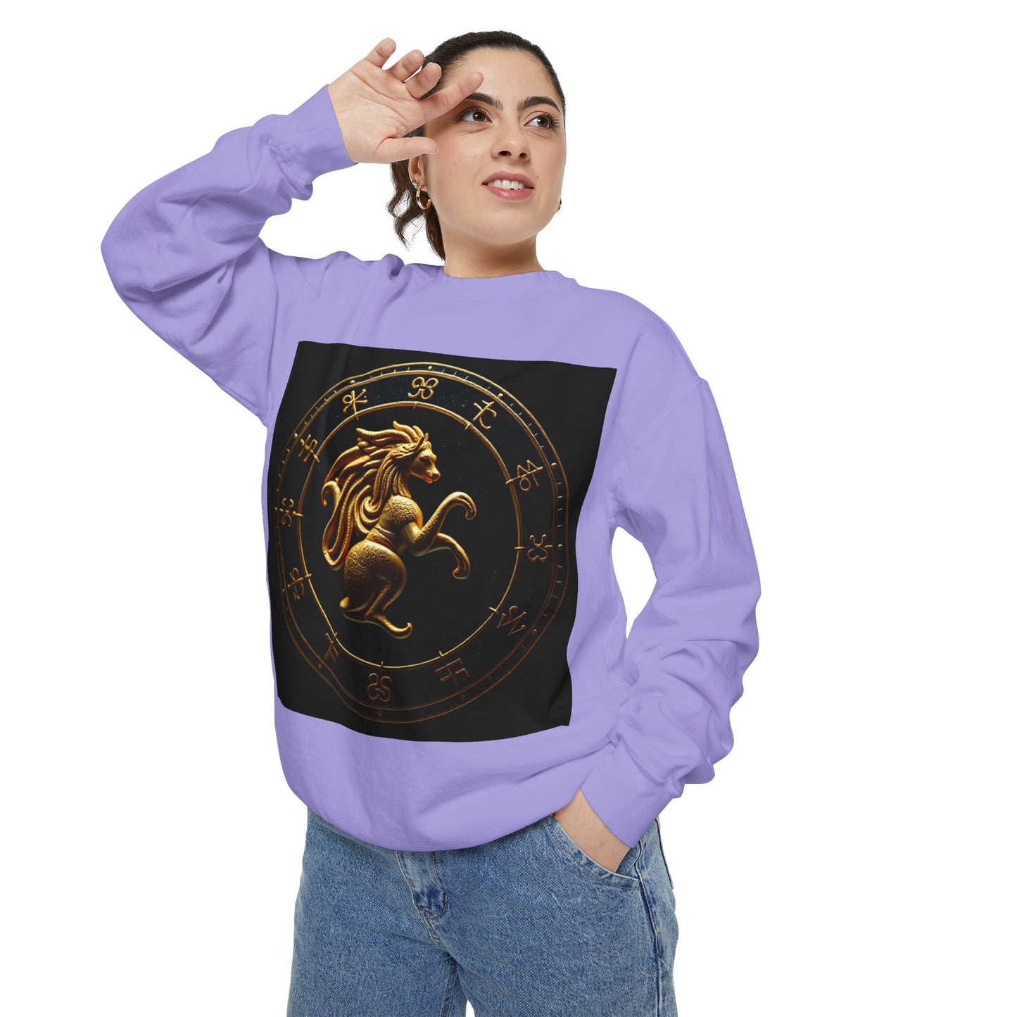 Garment-Dyed Sweatshirt, Unisex, Space Animal Design v1, Virgo