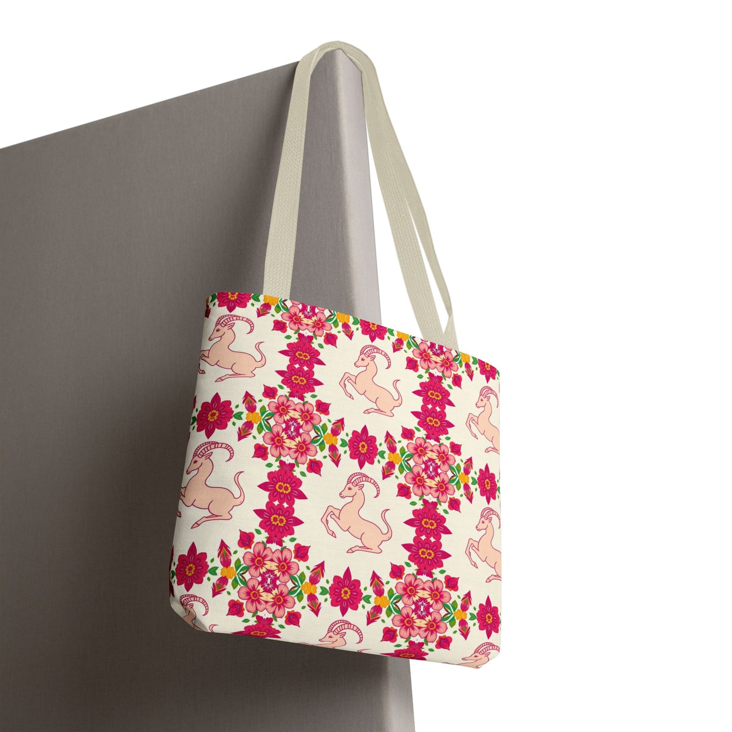 Tote Bag (AOP), Capricorn, Zodiac, Flower Pattern