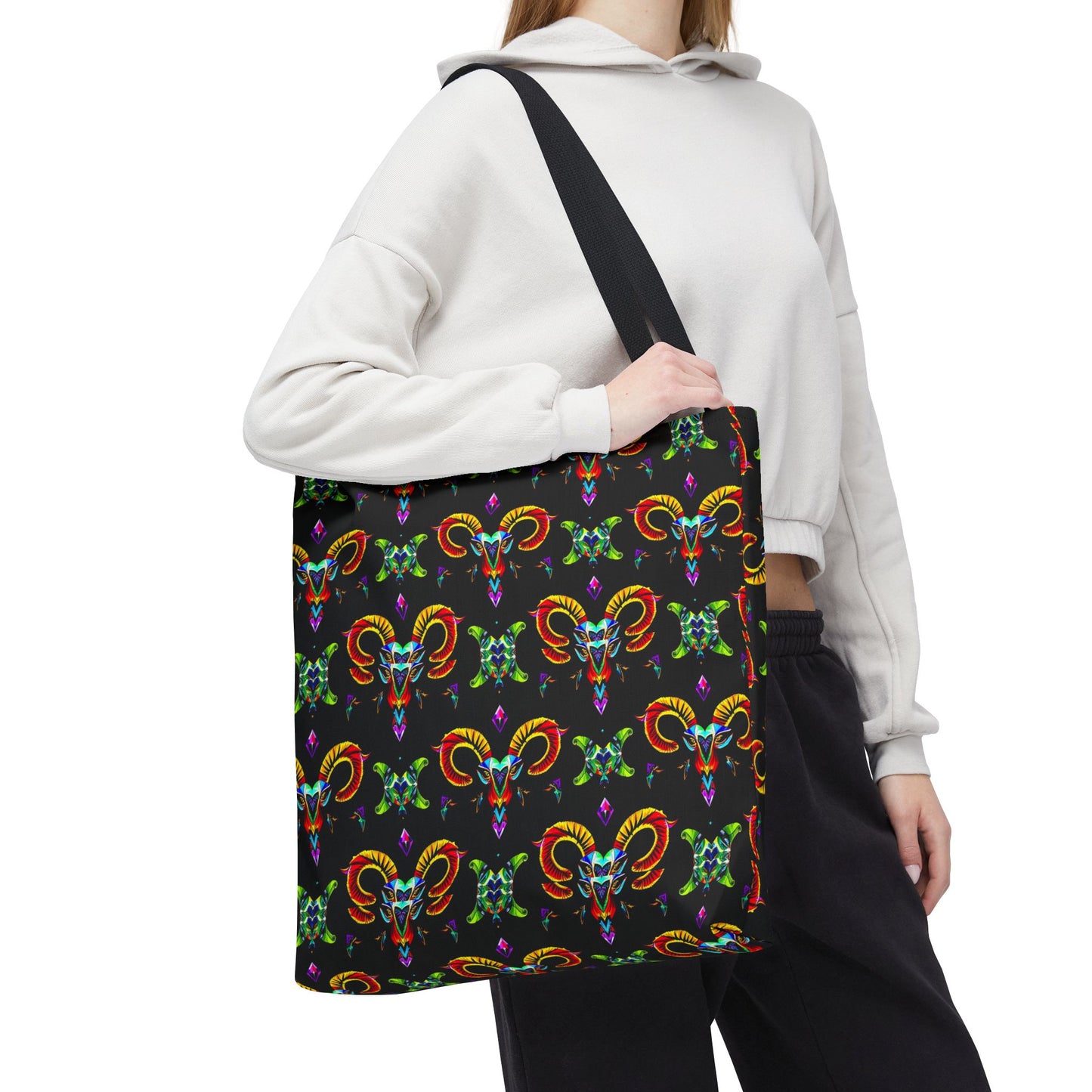 Tote Bag (AOP), Aries, Zodiac, Jewel Pattern